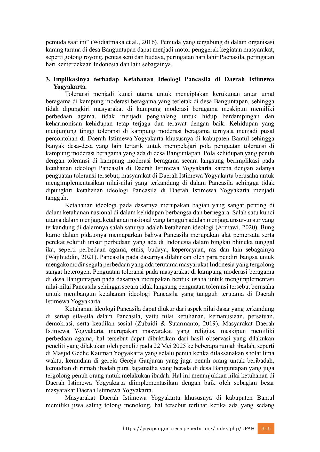 JURIS Penguatan Toleransi Melalui Kampung Moderasi Beragama Untuk Membangun Ketahanan Ideologi Pancasila Di Daerah Istimewa Yogyakarta