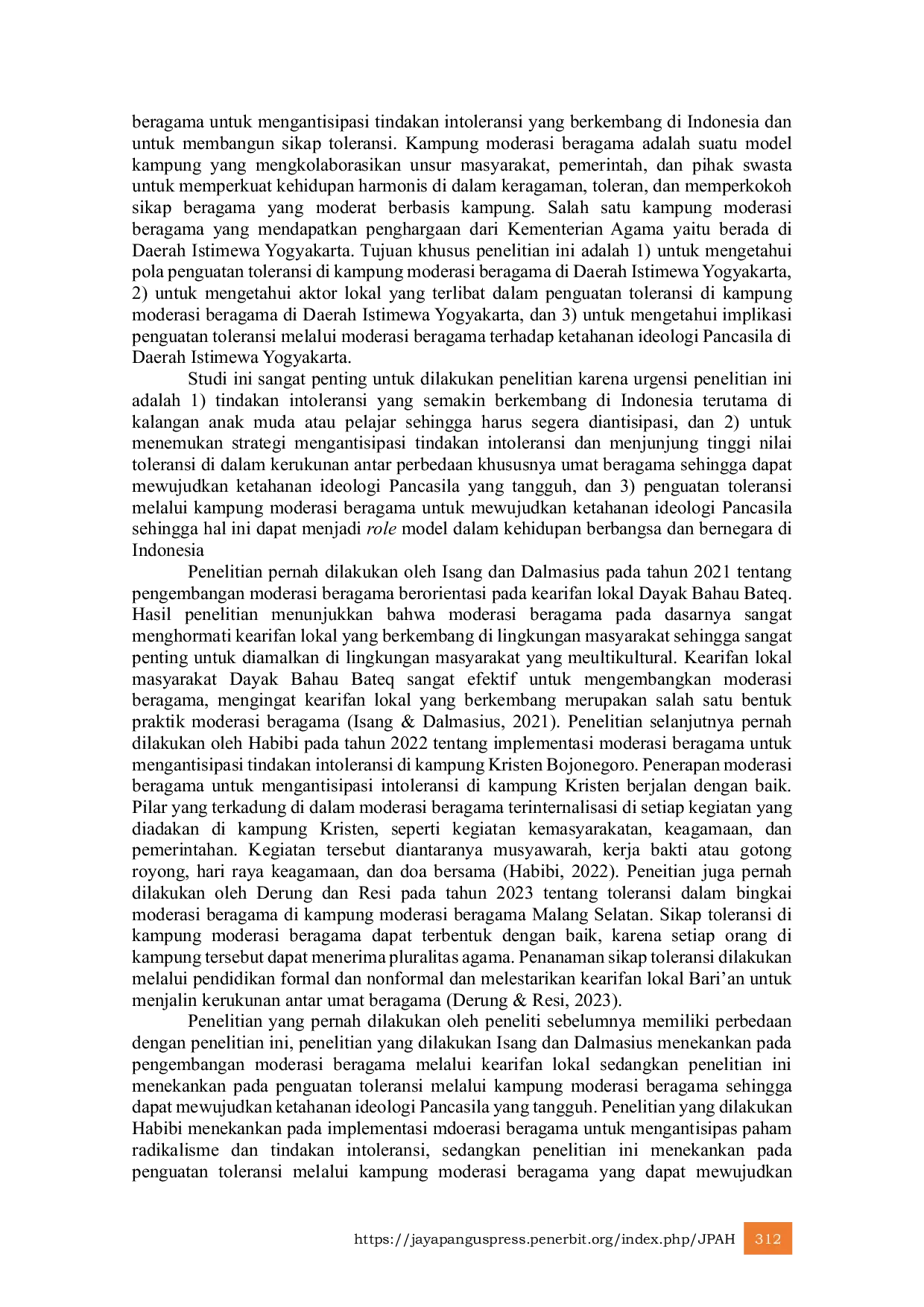 JURIS Penguatan Toleransi Melalui Kampung Moderasi Beragama Untuk Membangun Ketahanan Ideologi Pancasila Di Daerah Istimewa Yogyakarta