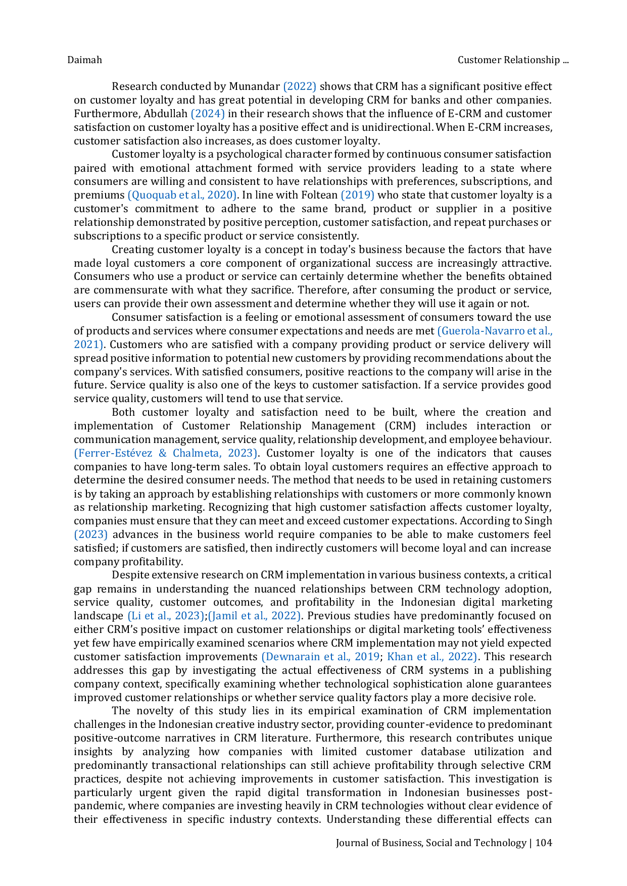 JURIS Customer Relationship Management in Digital Marketing and Its Impact on Customer Satisfaction Loyalty and Profitability