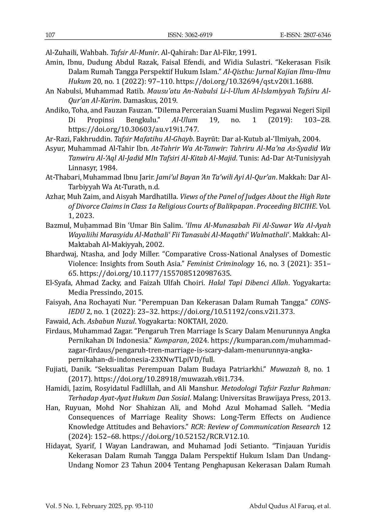 JURIS Marriage Is Scary Phenomenon In Indonesia Analysis Of Quranic Response To Increases Marital Violence