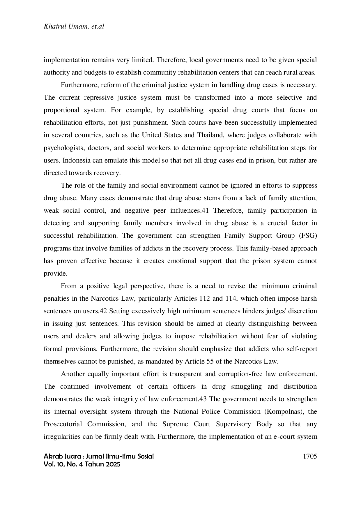 JURIS Penegakan Hukum Terhadap Penyalahgunaan Narkotika Di Indonesia Dalam Perspektif Hukum Pidana