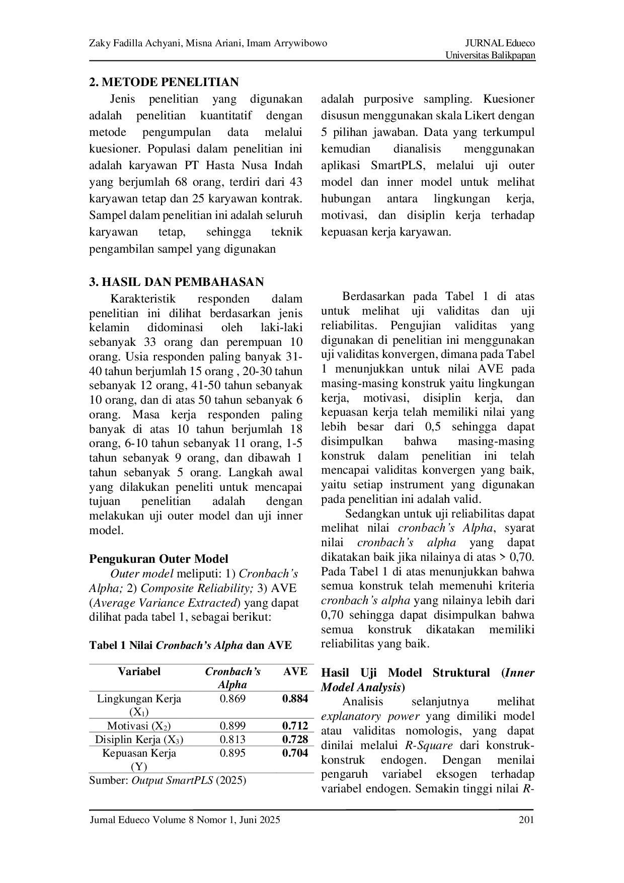 JURIS Pengaruh Lingkungan Kerja Motivasi Dan Disiplin Kerja Terhadap Kepuasan Kerja Karyawan PT Hasta Nusa Indah