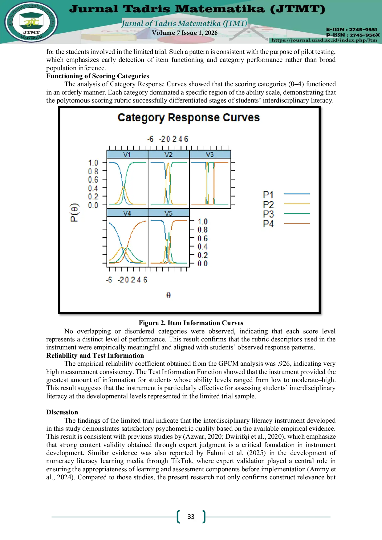 JURIS Development of an Interdisciplinary Literacy Instrument Integrating Mathematics Science and Arts Using a Construct Centered Design Approach and Partial Credit Model Analysis for Senior High School