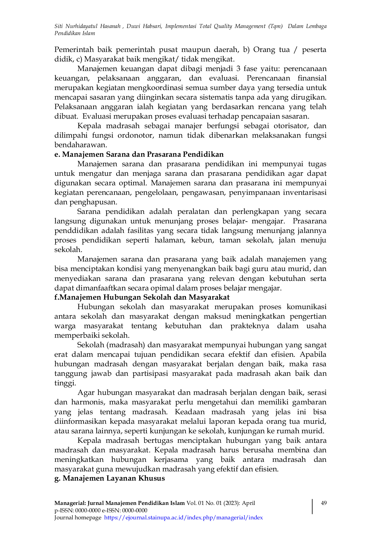 JURIS Implementasi Total Quality Management TQM Dalam Lembaga Pendidikan Islam