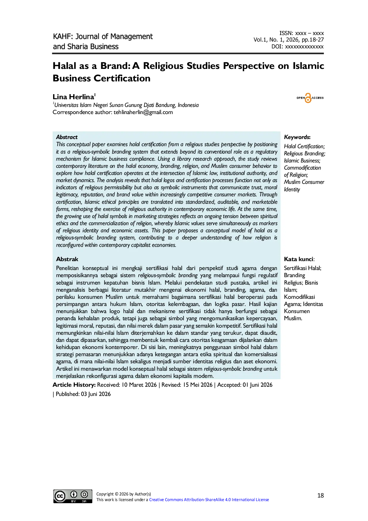 JURIS Halal as a Brand A Religious Studies Perspective on Islamic Business Certification