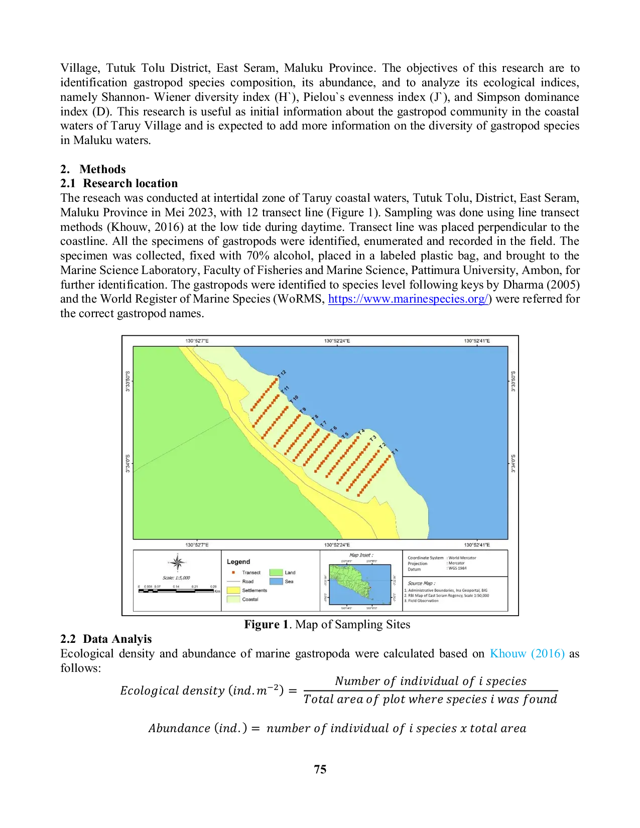 JURIS Community Structure of Marine Gastropod at Taruy Coastal Waters Tutuk Tolu East Seram Maluku