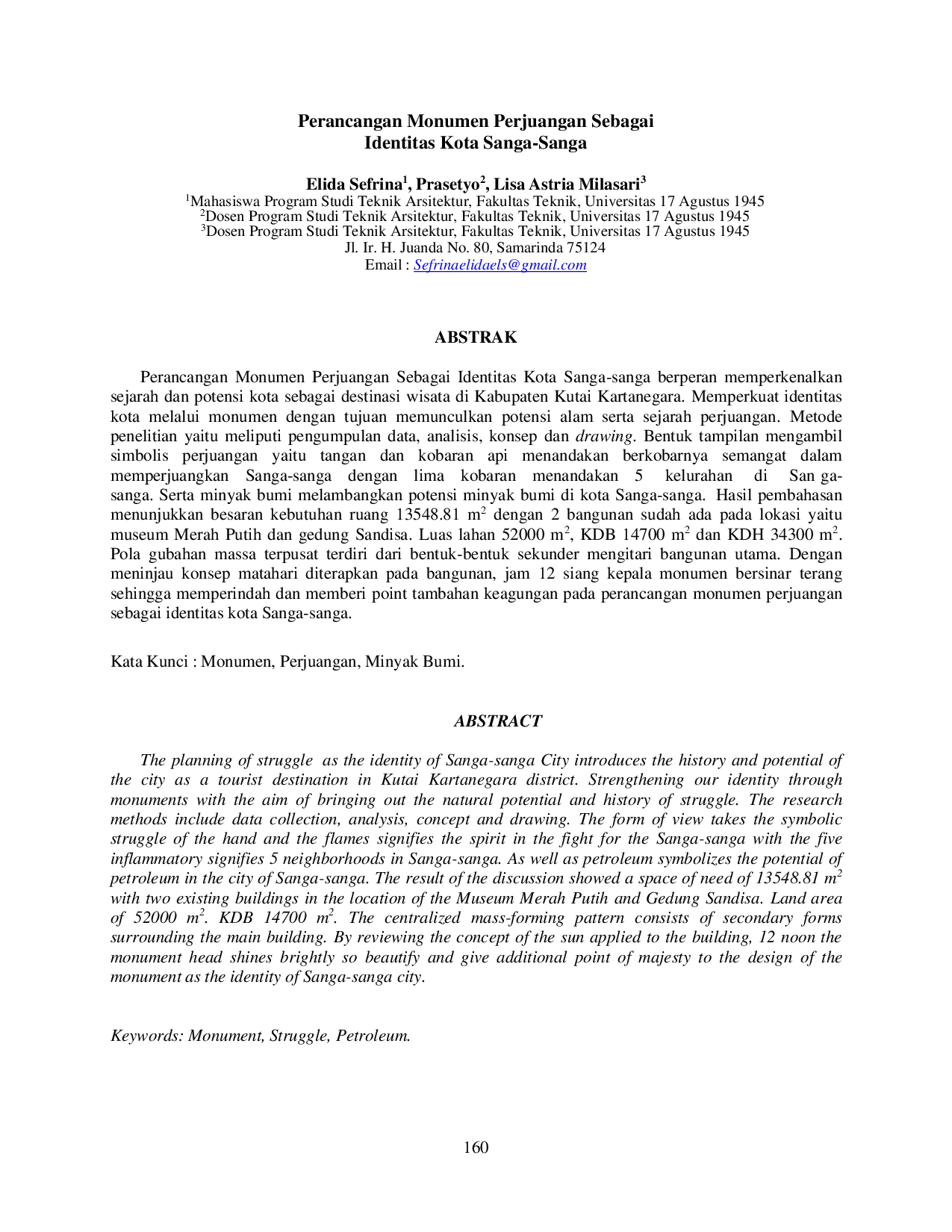 JURIS Perancangan Monumen Perjuangan Sebagai Identitas Kota Sanga Sanga
