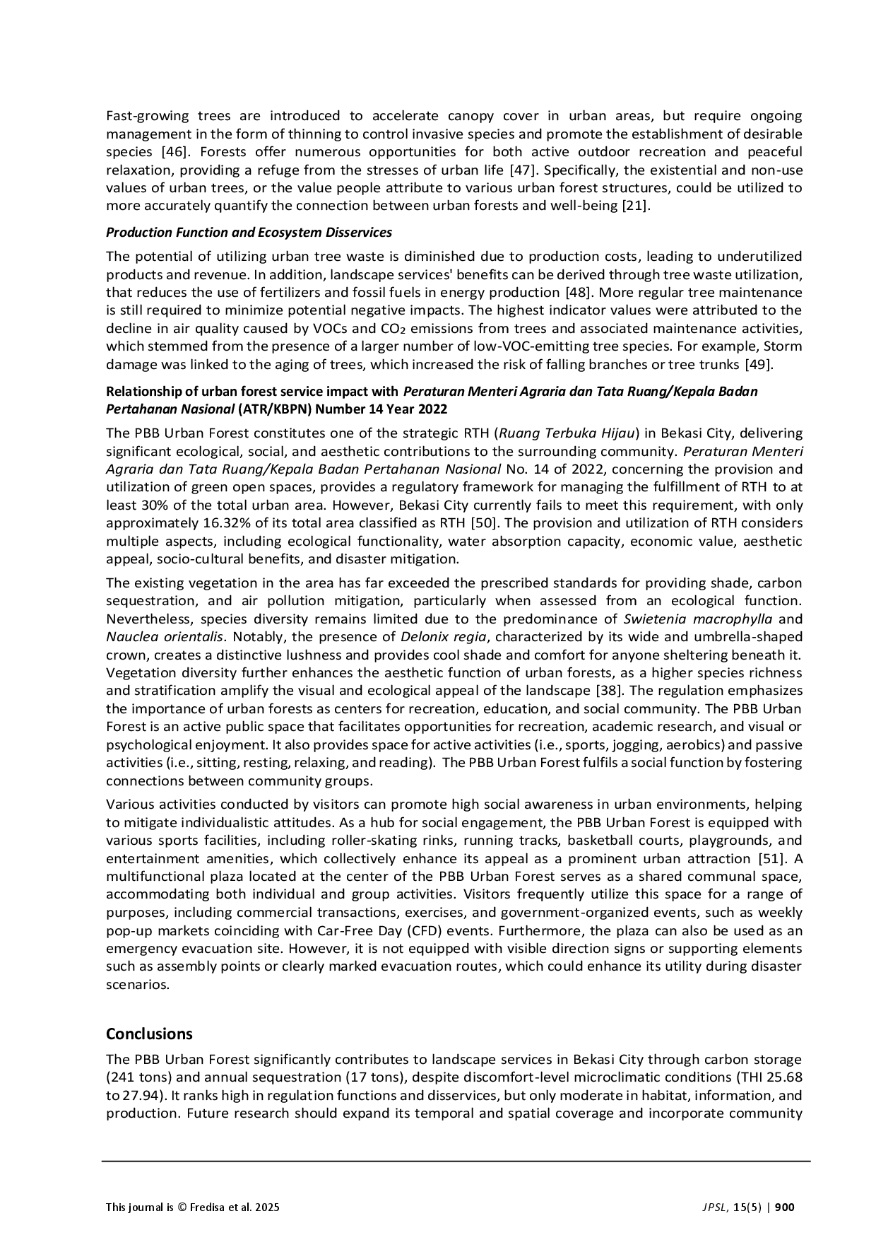 juris The Role of Urban Forest in Providing Landscape Services A Case Study from Bekasi City West Java Indonesia