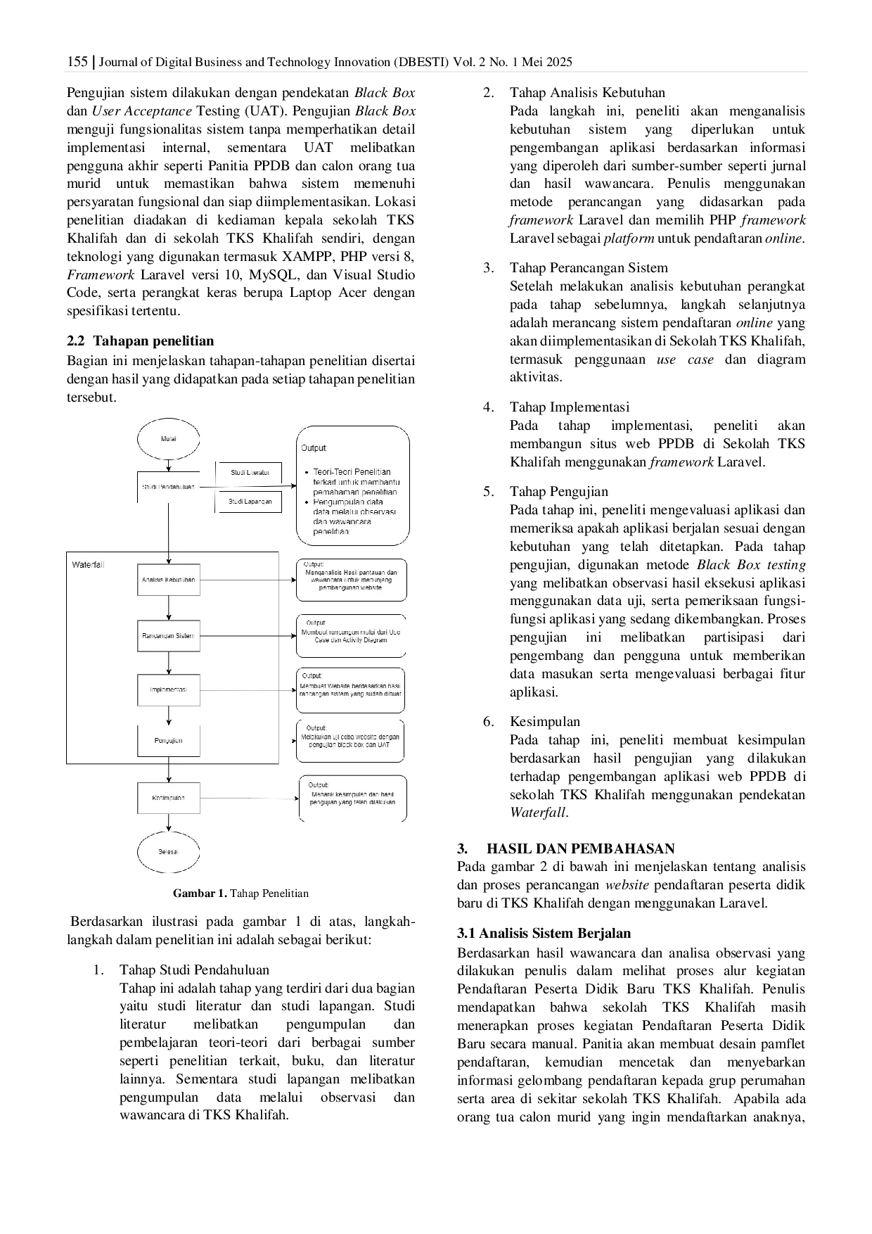 JURIS Aplikasi Pendaftaran Peserta Didik Baru Berbasis Web dengan Metode Waterfall pada TKS Khalifah