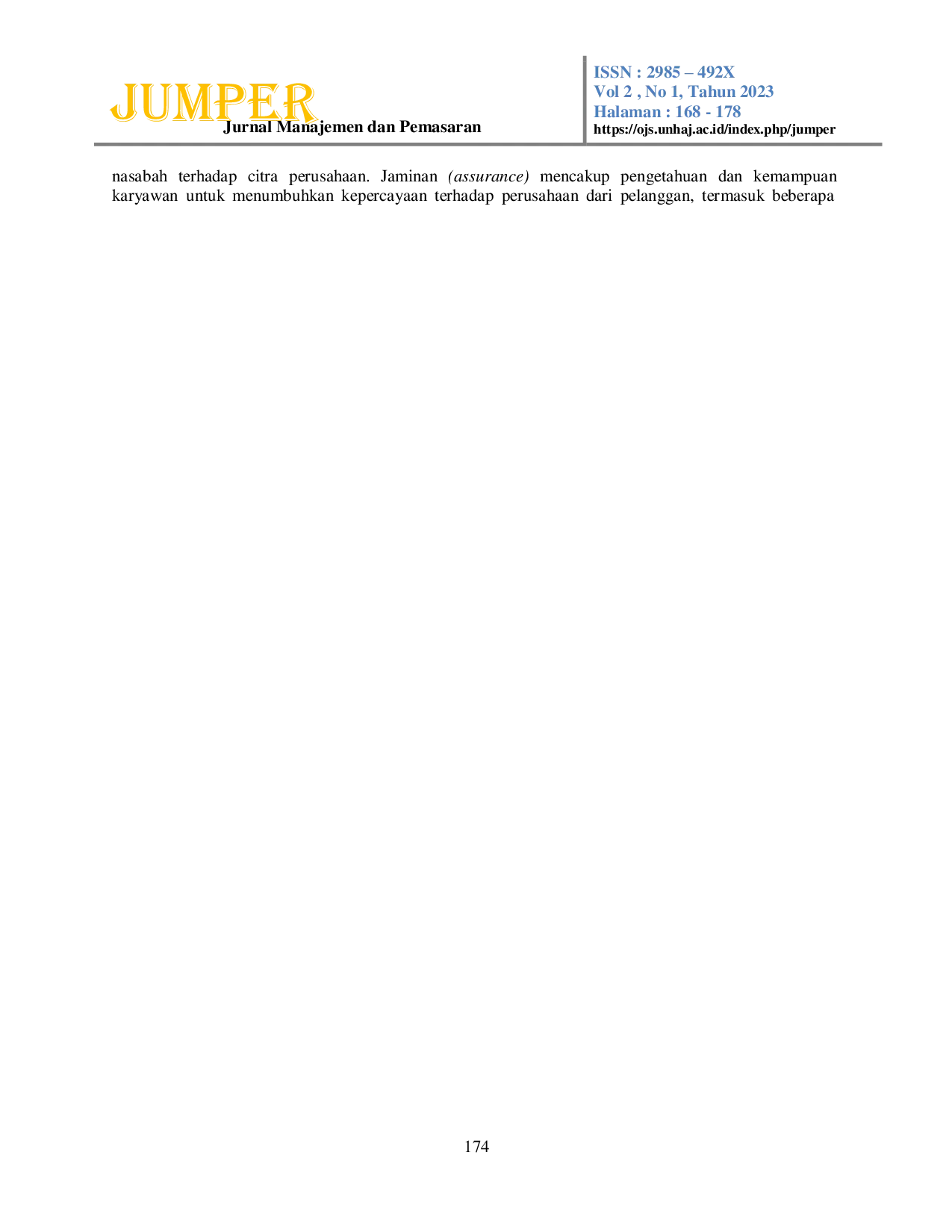 JURIS PENGARUH KUALITAS PELAYANAN TERHADAP KEPUASAN NASABAH PADA BANK MUAMALAT KC SURABAYA DARMO