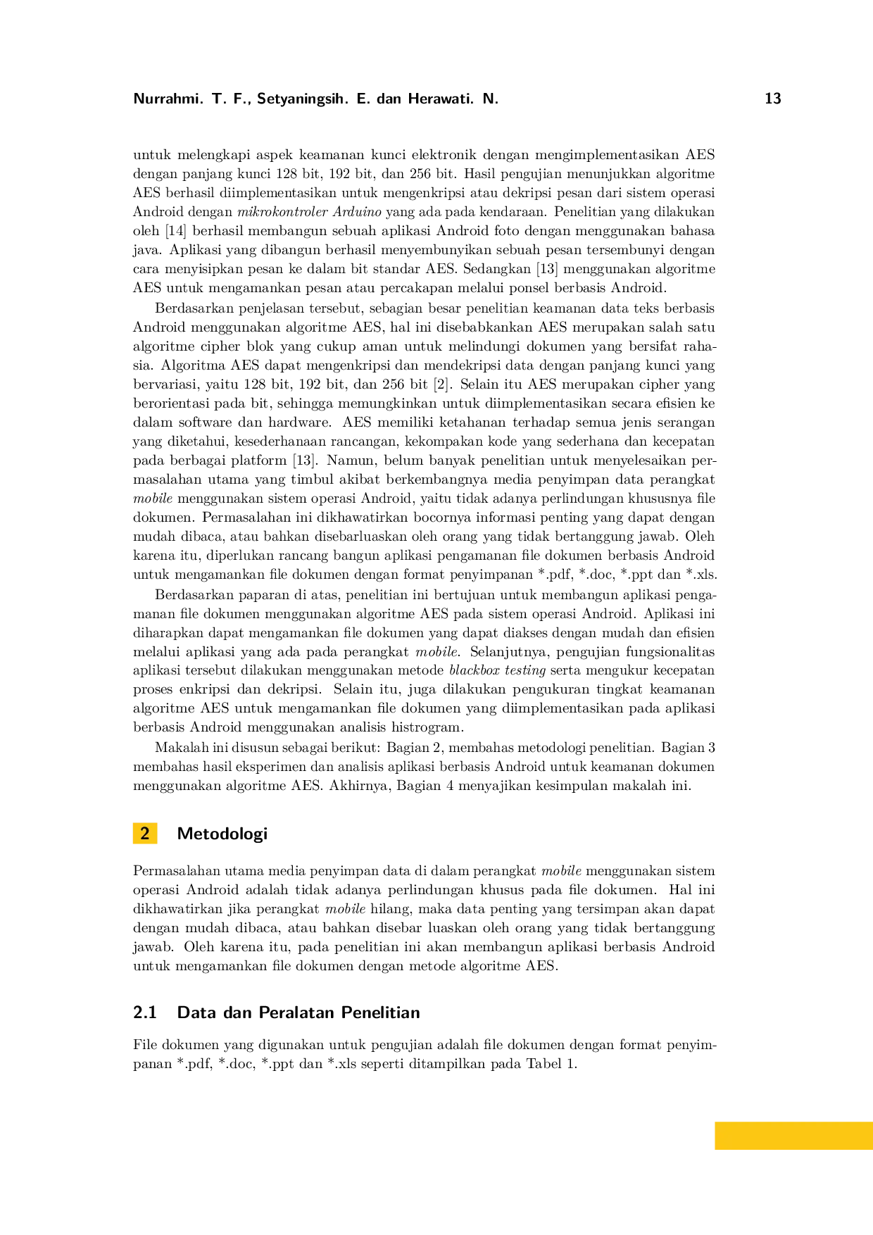 JURIS Keamanan file dokumen menggunakan algoritme Advanced Encryption Standard pada aplikasi berbasis Android