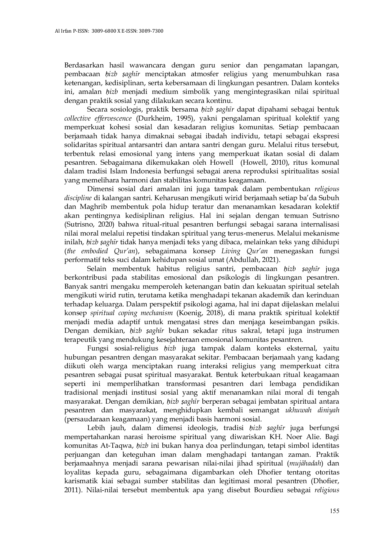 JURIS Internalisasi Nilai Pendidikan Karakter dan Spiritual Melalui Tradisi Pembacaan izb aghr di Pondok Pesantren At Taqwa Kh Noer Alie Bekasi