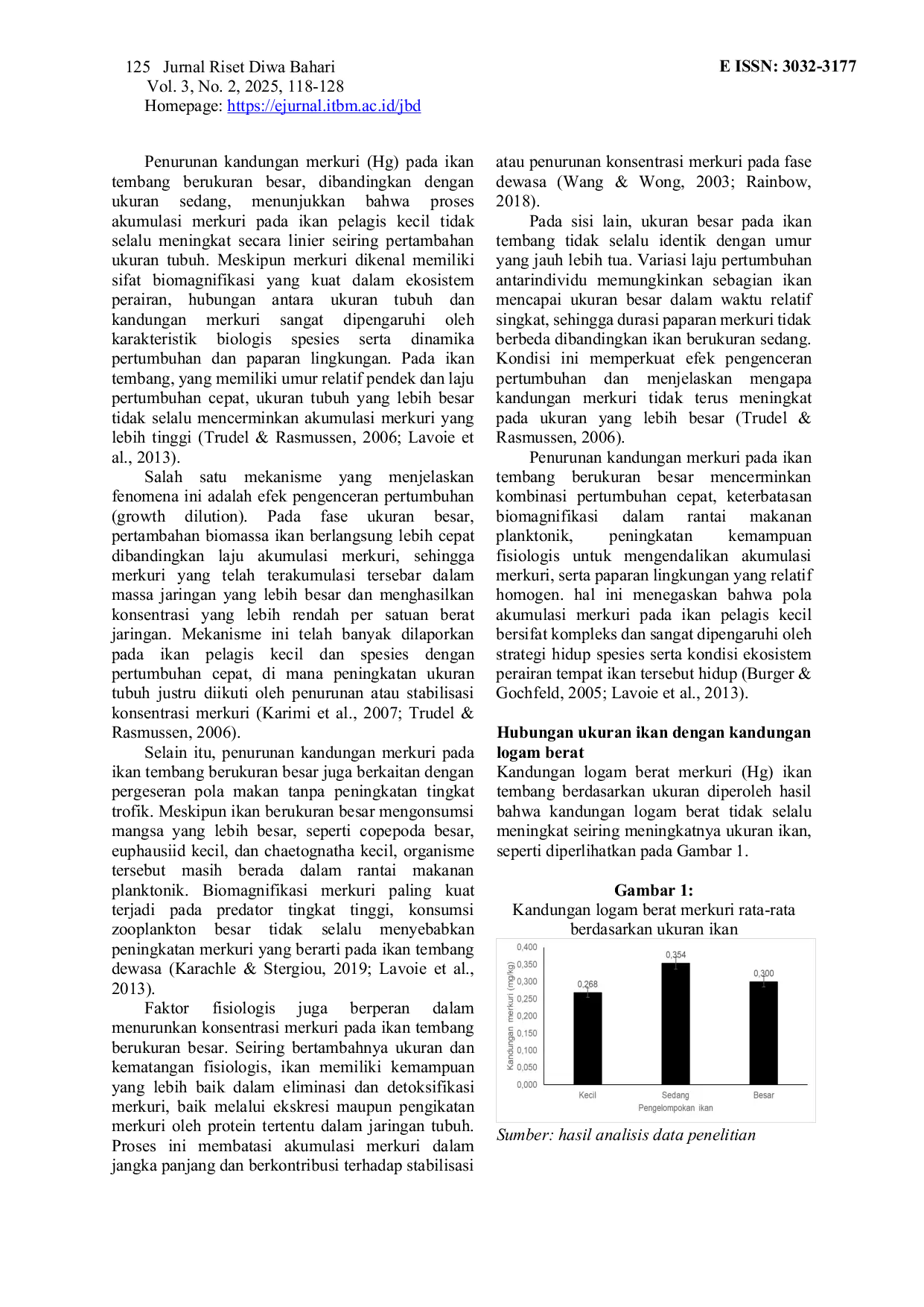 JURIS Akumulasi Logam Berat Merkuri pada Ikan Tembang Sardinella fimbriata Valenciennes 1847 Ditinjau dari Kebiasaan Makan di Perairan Selat Makassar