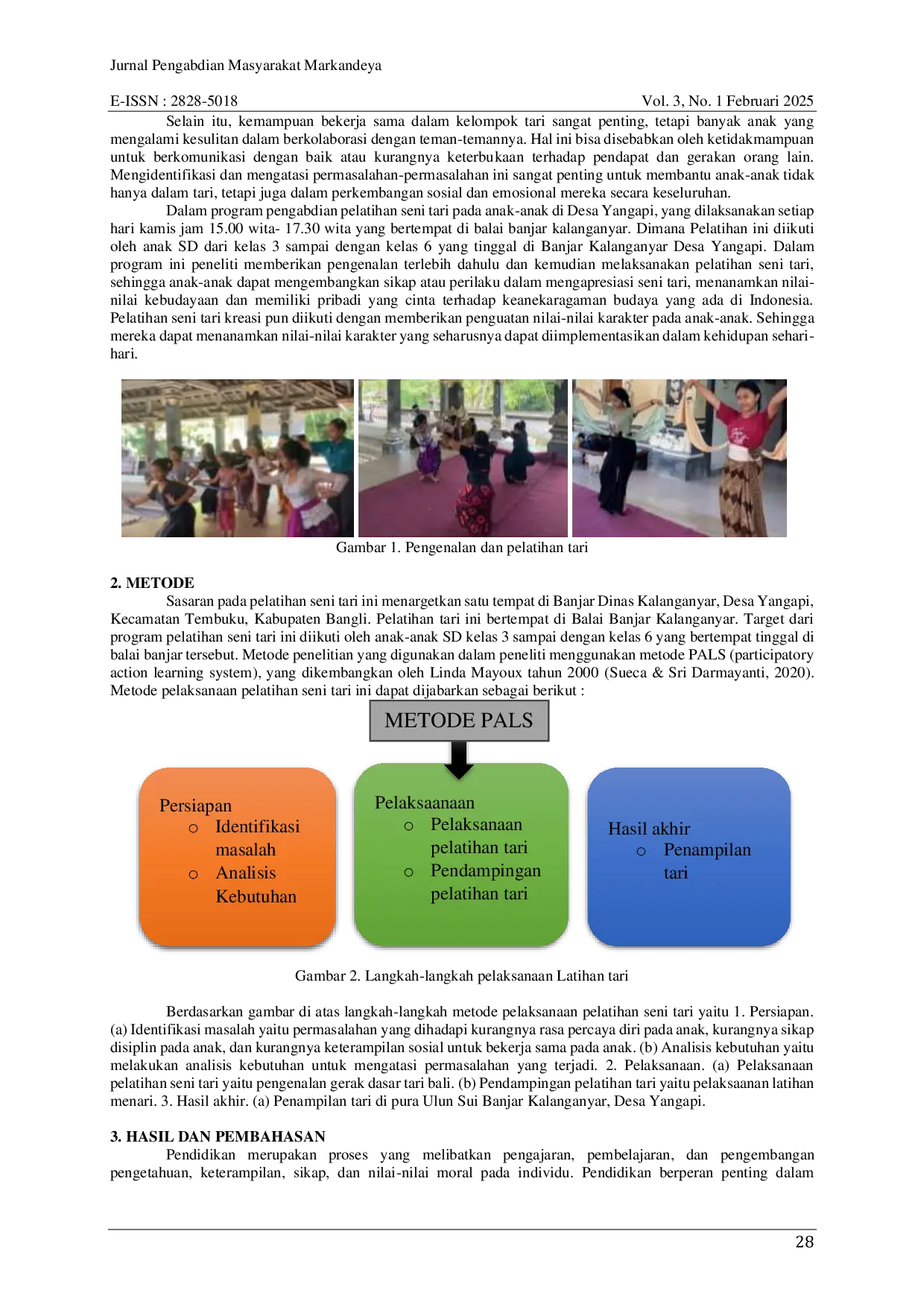 JURIS Pendampingan Kegiatan Belajar Menari dalam Penguatan Karakter Anak di Desa Yangapi