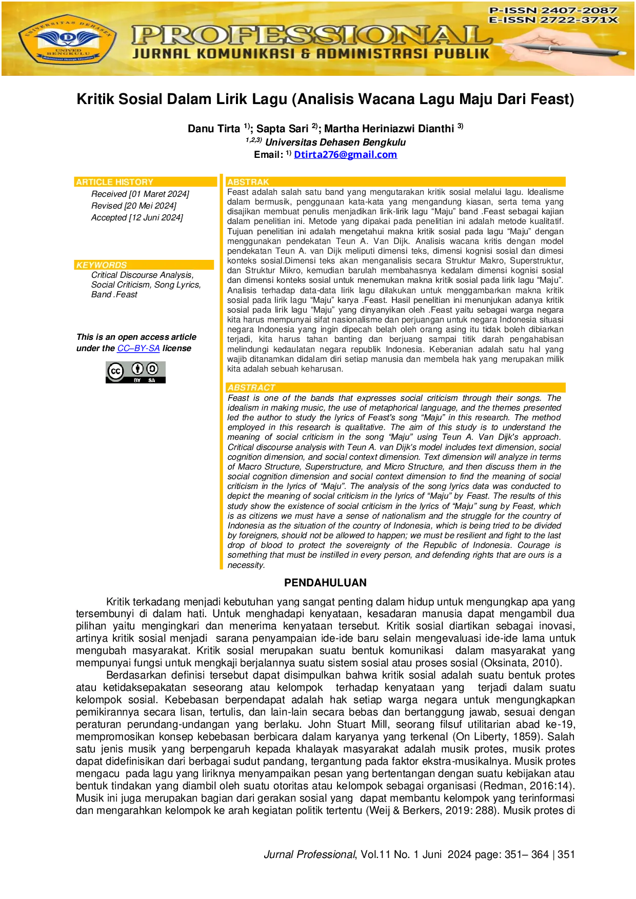 JURIS Kritik Sosial Dalam Lirik Lagu Analisis Wacana Lagu Maju Dari Feast