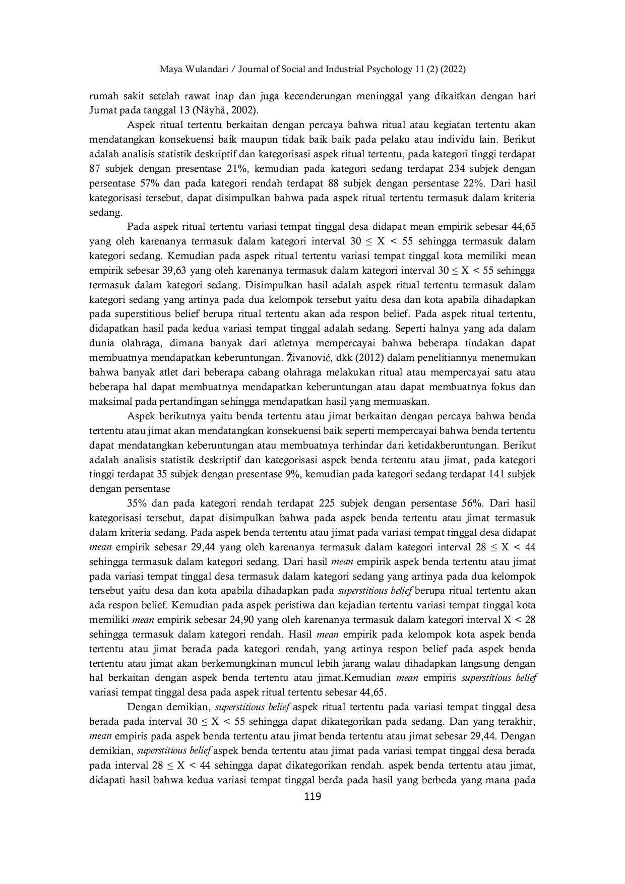 JURIS Superstitious Belief Ditinjau dari Variasi Tempat Tinggal Desa dan Kota