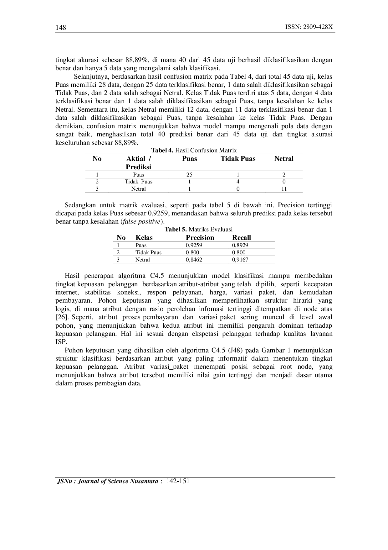 JURIS Data Mining Berbasis Algoritma C4 5 Untuk Klasifikasi Kepuasan Pelanggan