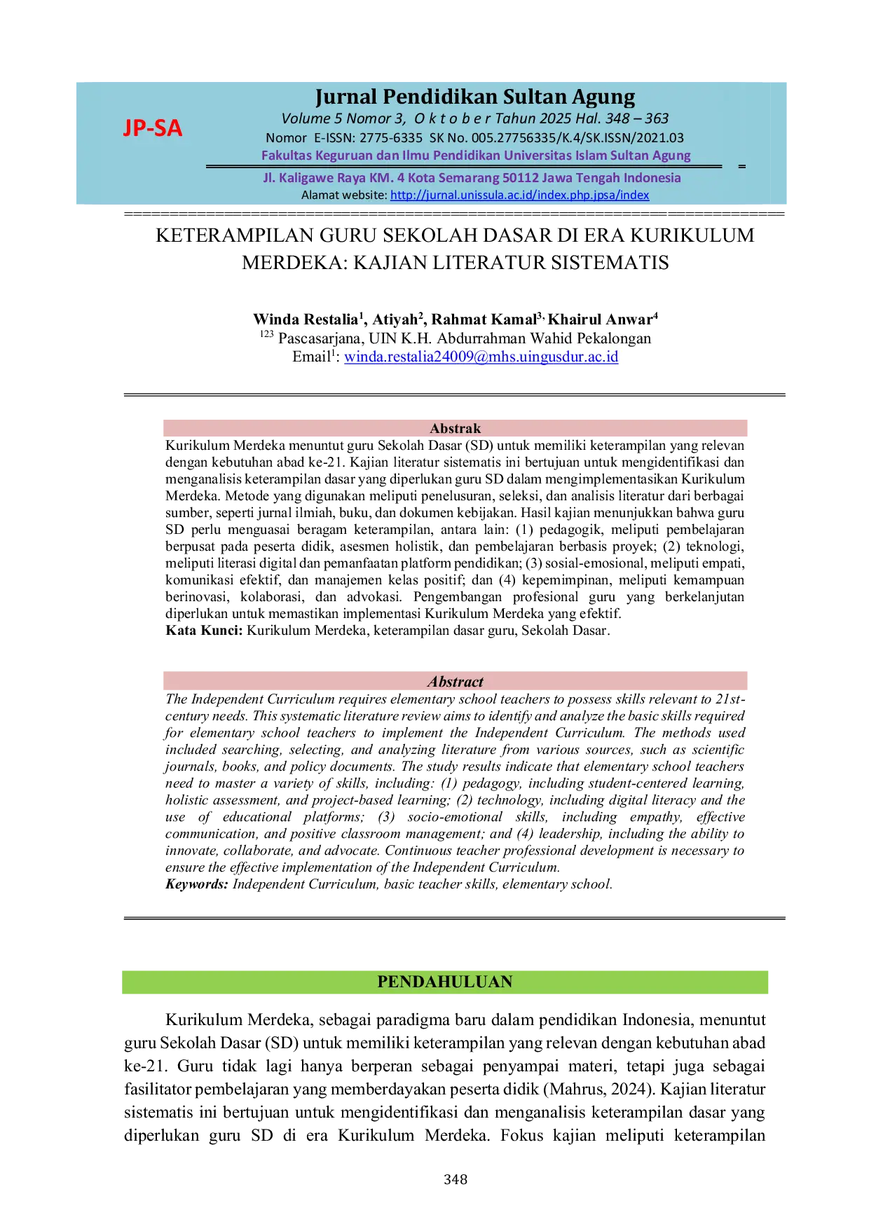 JURIS Keterampilan Guru Sekolah Dasar di Era Kurikulum Merdeka Kajian Literatur Sistematis