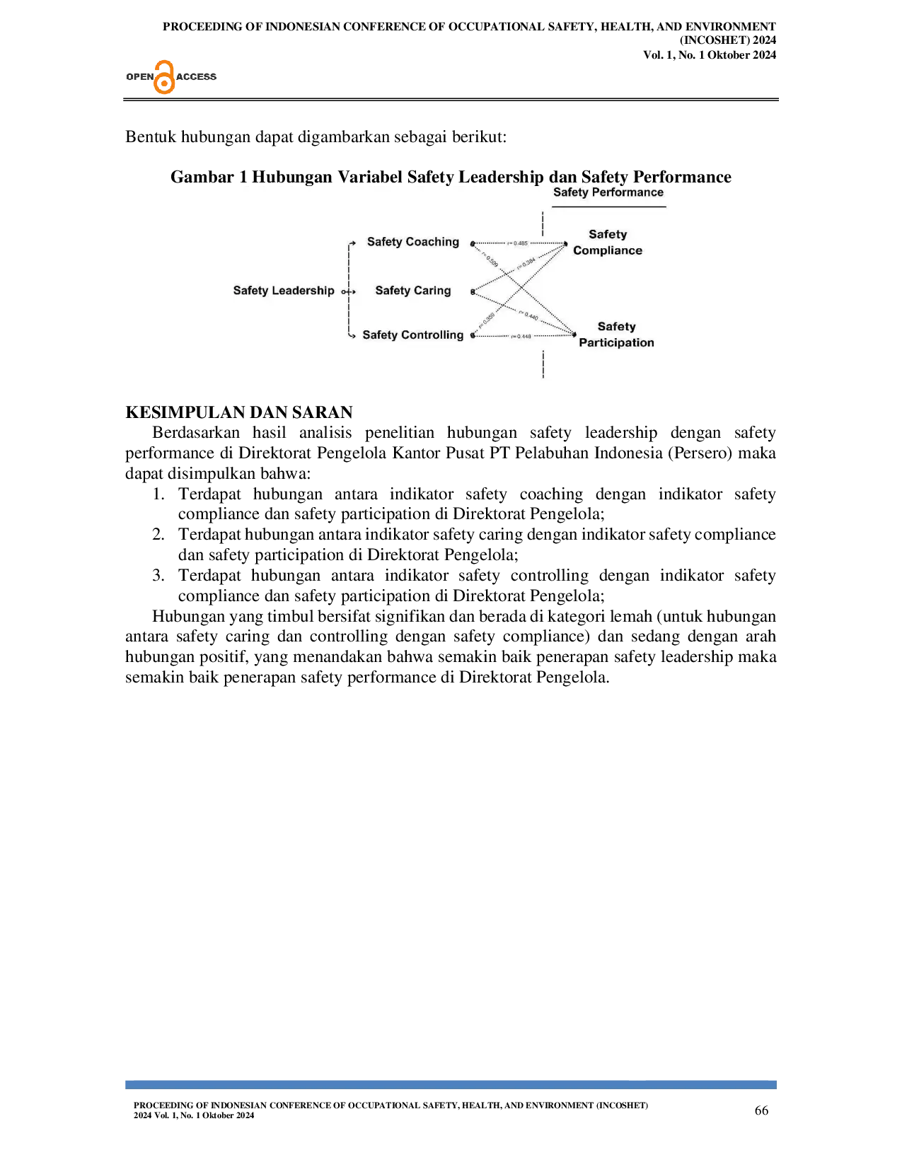 JURIS Hubungan Safety Leadership dengan Safety Performance di Direktorat Pengelola Kantor Pusat PT Pelabuhan Indonesia Persero