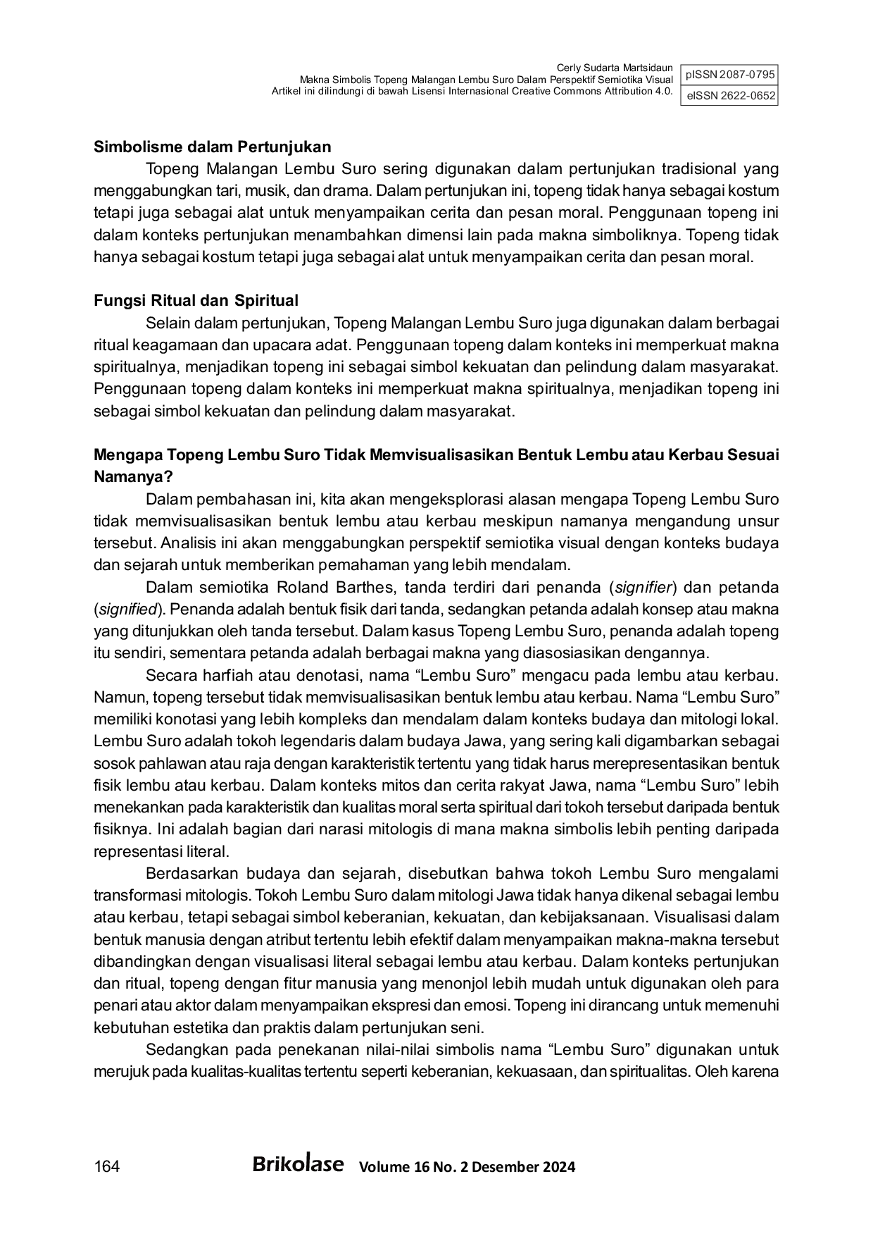 JURIS Makna Simbolis Topeng Malangan Lembu Suro Dalam Perspektif Semiotika Visual