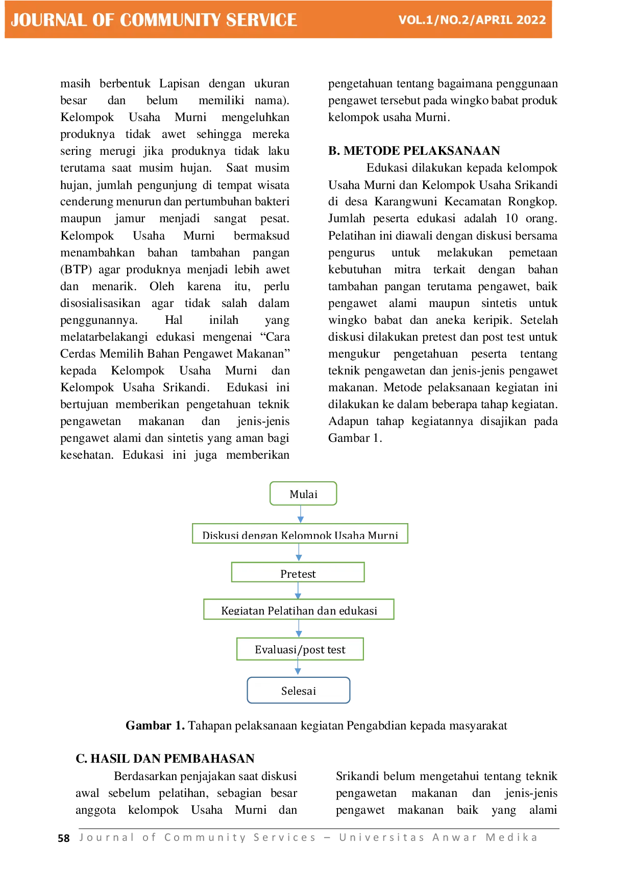JURIS Edukasi Penggunaan Bahan Pengawet Makanan Pada Kelompok Produksi Wingko Babat Di Karangwuni Rongkop Gunungkidul