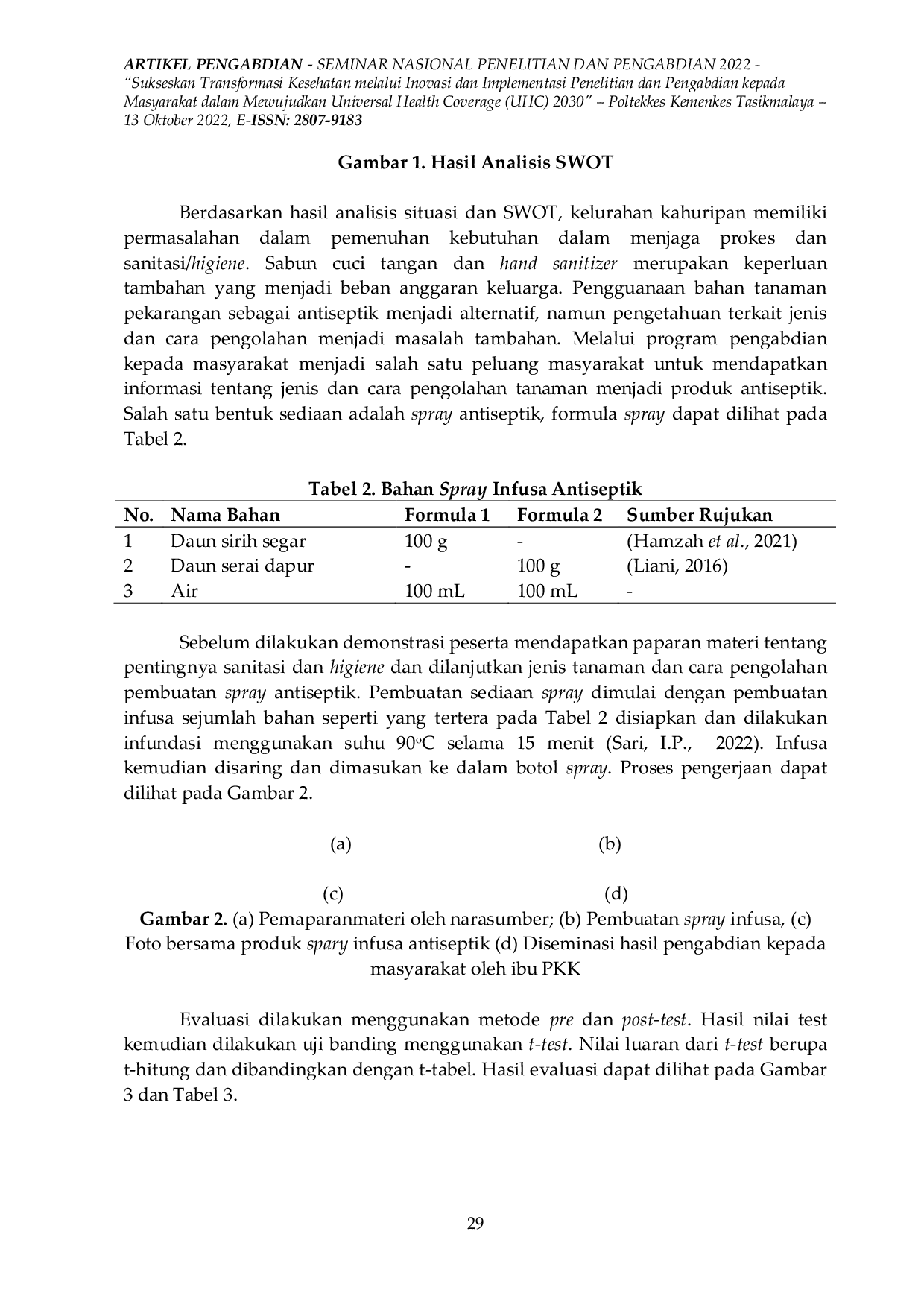 JURIS Pemanfaatan Tanaman Pekarangan Sebagai Antiseptik Ramah Lingkungan Masyarakat Kahuripan di Masa Pandemi Covid 19