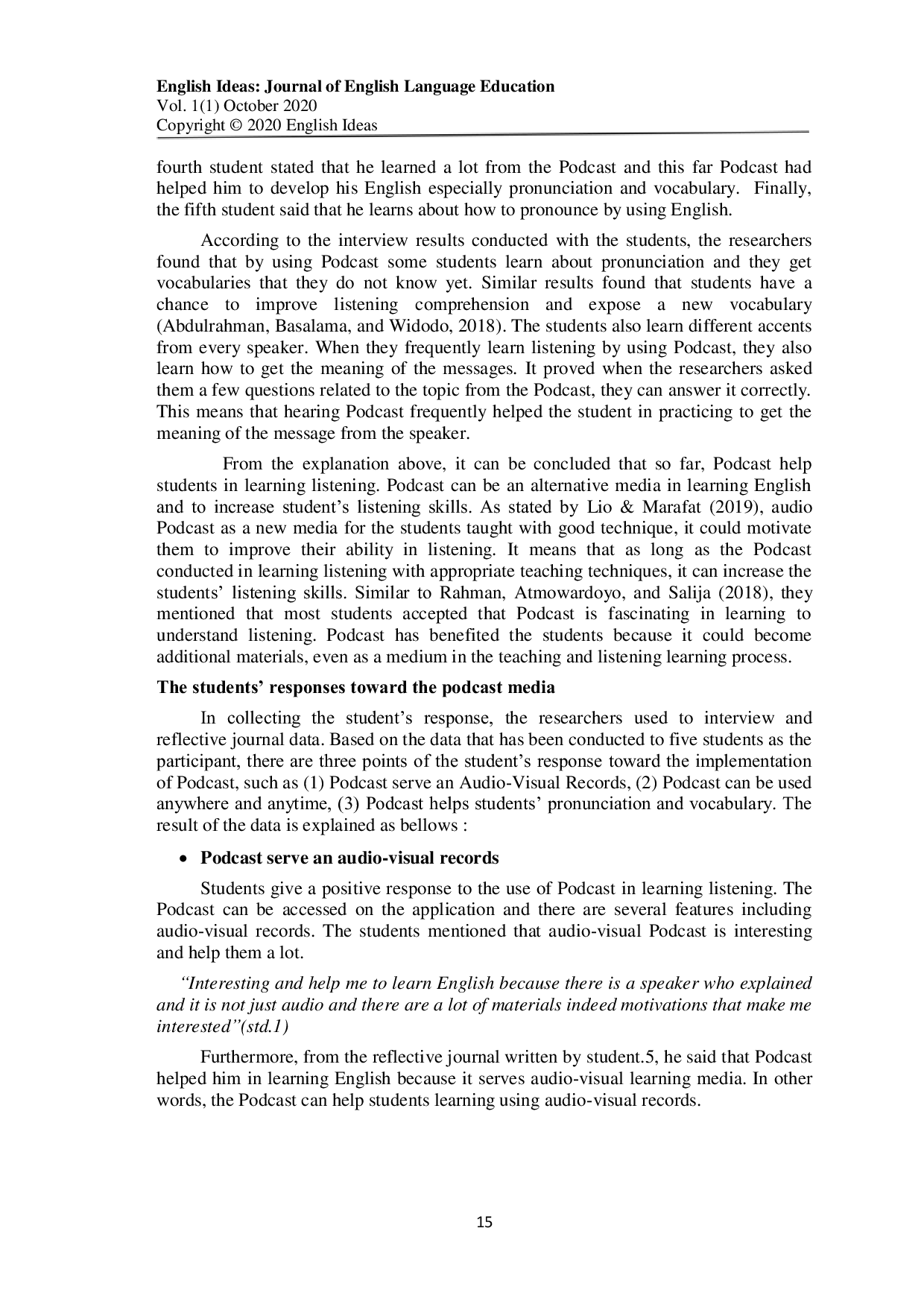 JURIS Podcast mediated classroom listening practice in an Indonesian EFL setting