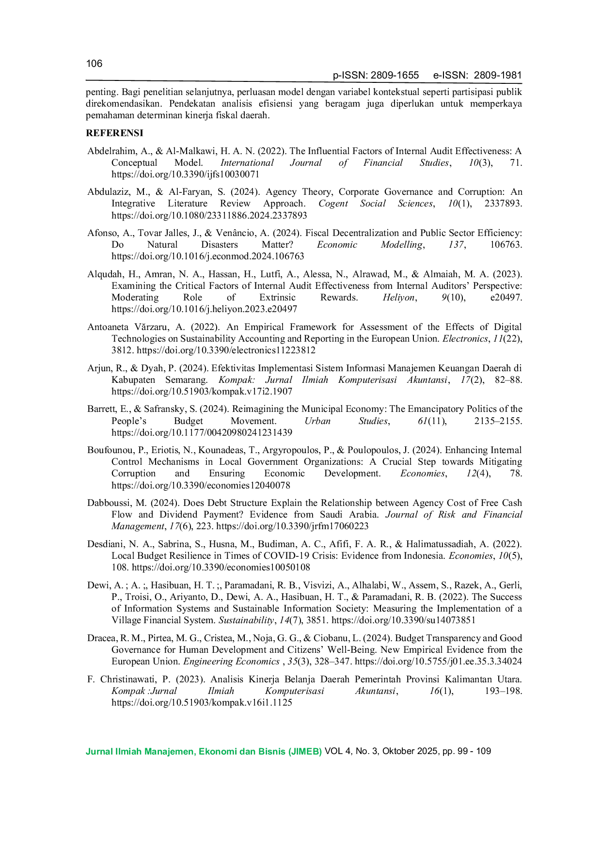 JURIS The Influence of Internal Accountability and Financial Transparency on the Efficiency of Regional Government Expenditure