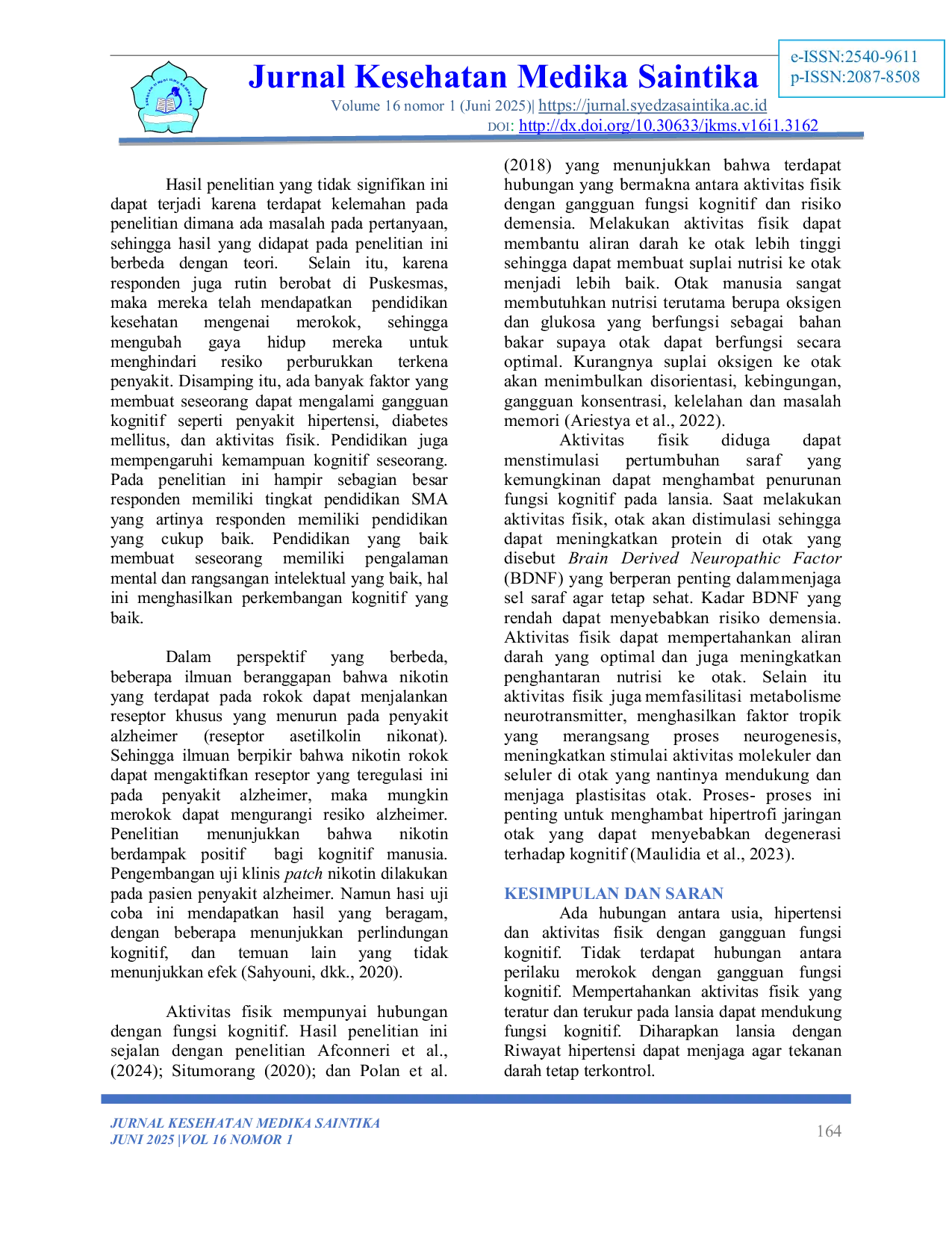 JURIS Determinan Faktor dari Gangguan Fungsi Kognitif pada Lansia