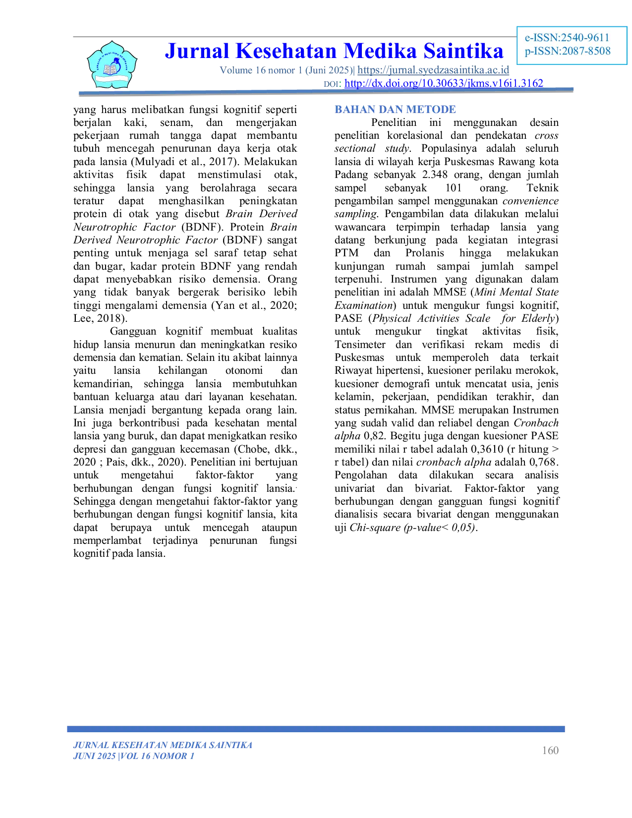 JURIS Determinan Faktor dari Gangguan Fungsi Kognitif pada Lansia