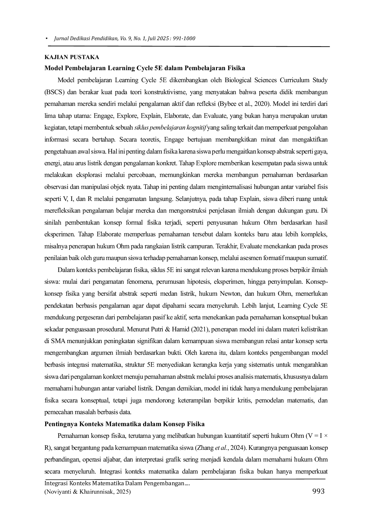JURIS Integrasi Konteks Matematika Dalam Pengembangan Model Learning Cycle 5E Untuk Meningkatkan Pemahaman Konsep Hukum Ohm Di SMAN 2 Peusangan