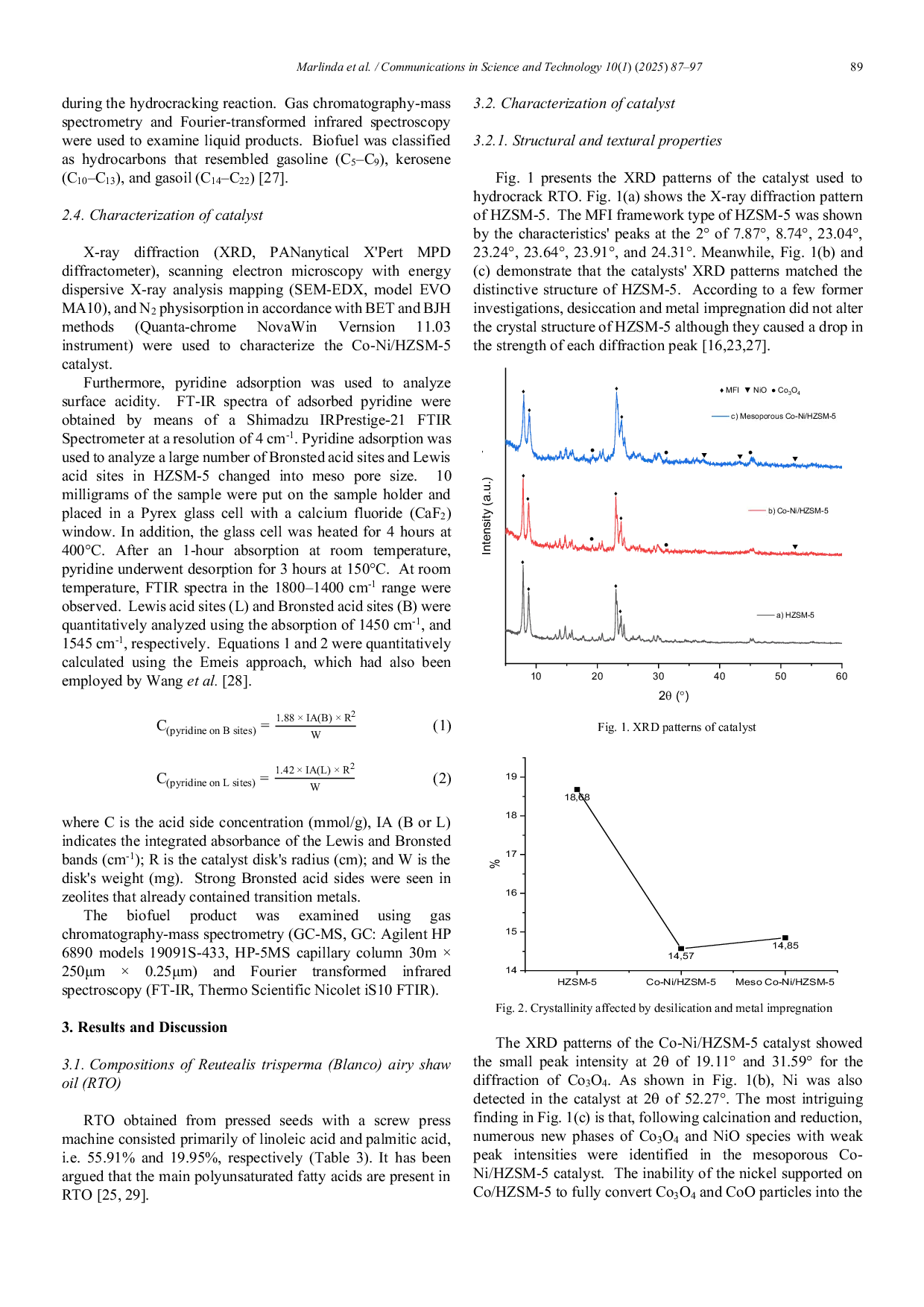 JURIS Cobalt nickel supported on desilicated HZSM 5 for the conversion of Reutealis trisperma blanco airy shaw oil to liquid hydrocarbon products