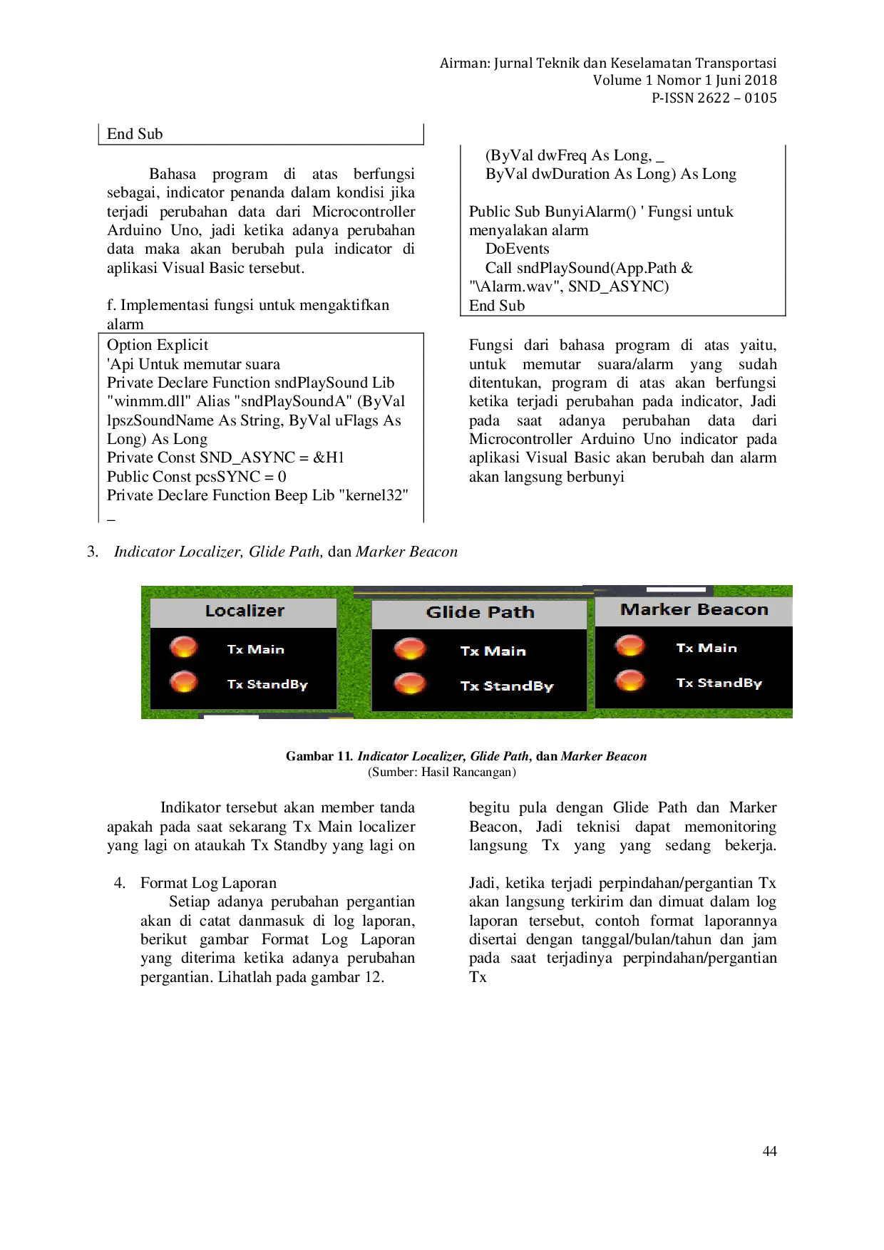 JURIS Design of ILS LED Transmitter Indicator Monitoring System at Tjilik Riwut Palangkaraya Airport