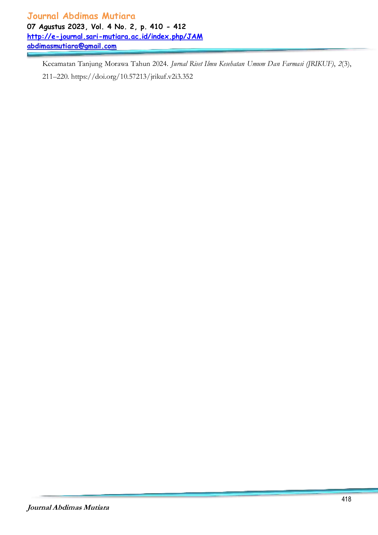 JURIS Kegiatan Terapi Aktivitas Kelompok Senam Lansia Dalam Upaya Meningkatkan Interaksi Sosial Pada Lansia Di Taman Bodhi Asri Medan