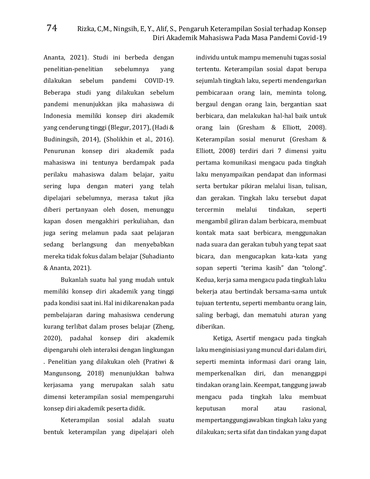 JURIS Pengaruh Keterampilan Sosial Terhadap Konsep Diri Akademik Mahasiswa Pada Masa Pandemi Covid 19