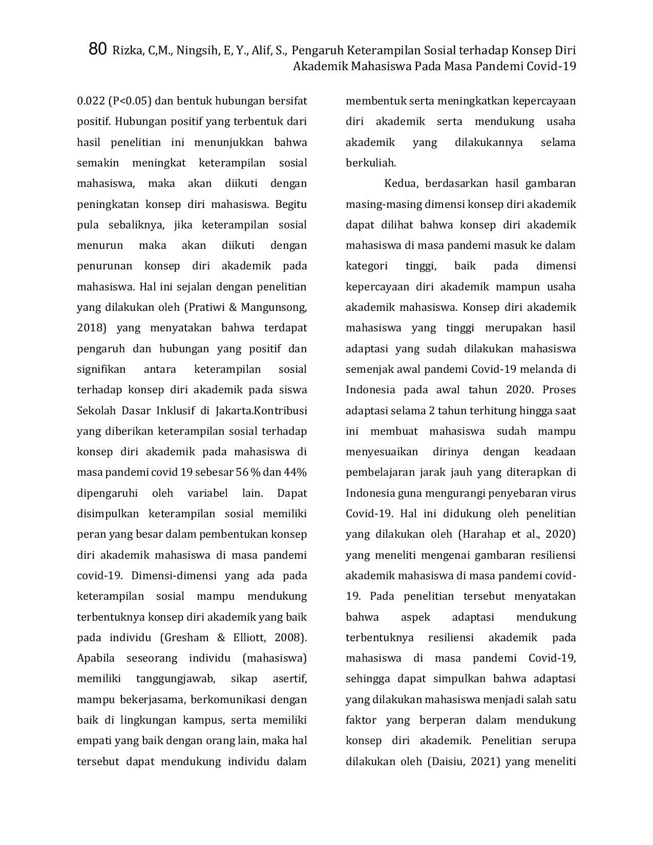 JURIS Pengaruh Keterampilan Sosial Terhadap Konsep Diri Akademik Mahasiswa Pada Masa Pandemi Covid 19