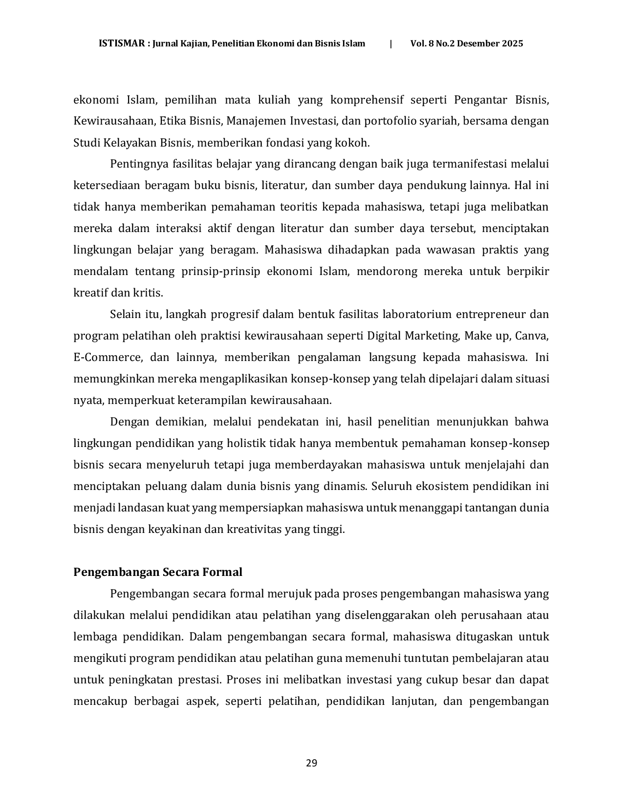 JURIS Pengembangan Model Fasilitas Belajar Dalam Mencetak Entrepreneur Bagi Mahasiswa Ekonomi Syariah