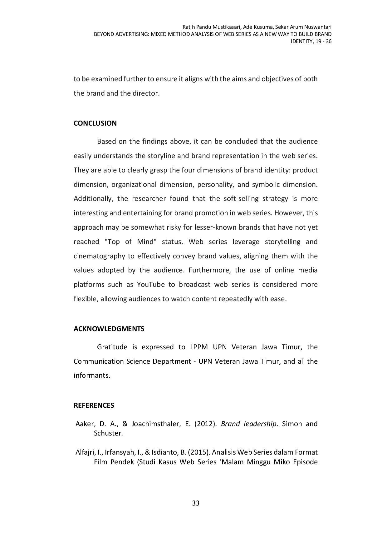 JURIS Beyond Advertising Mixed Method Analysis of Web Series as a New Way to Build Brand Identity