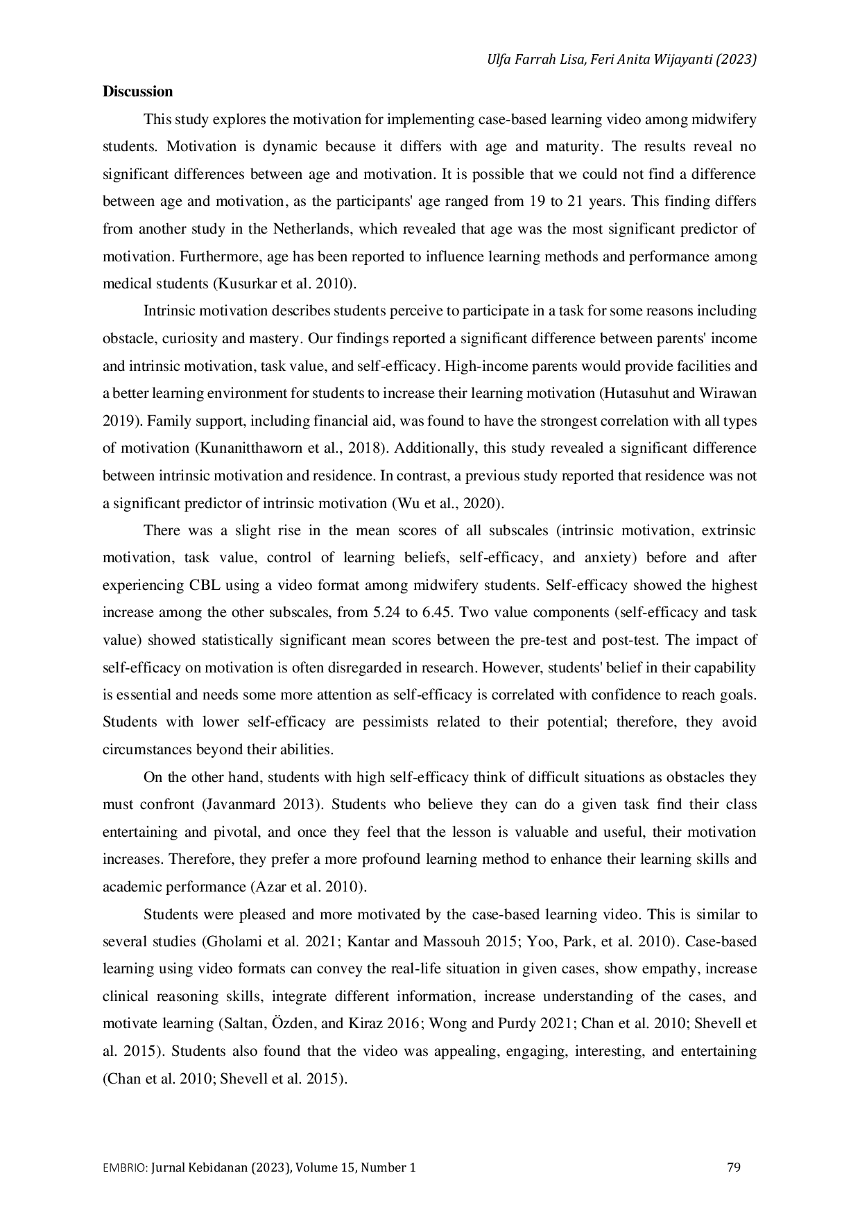 JURIS Case based Learning Video and Learning Motivation among Midwifery Students