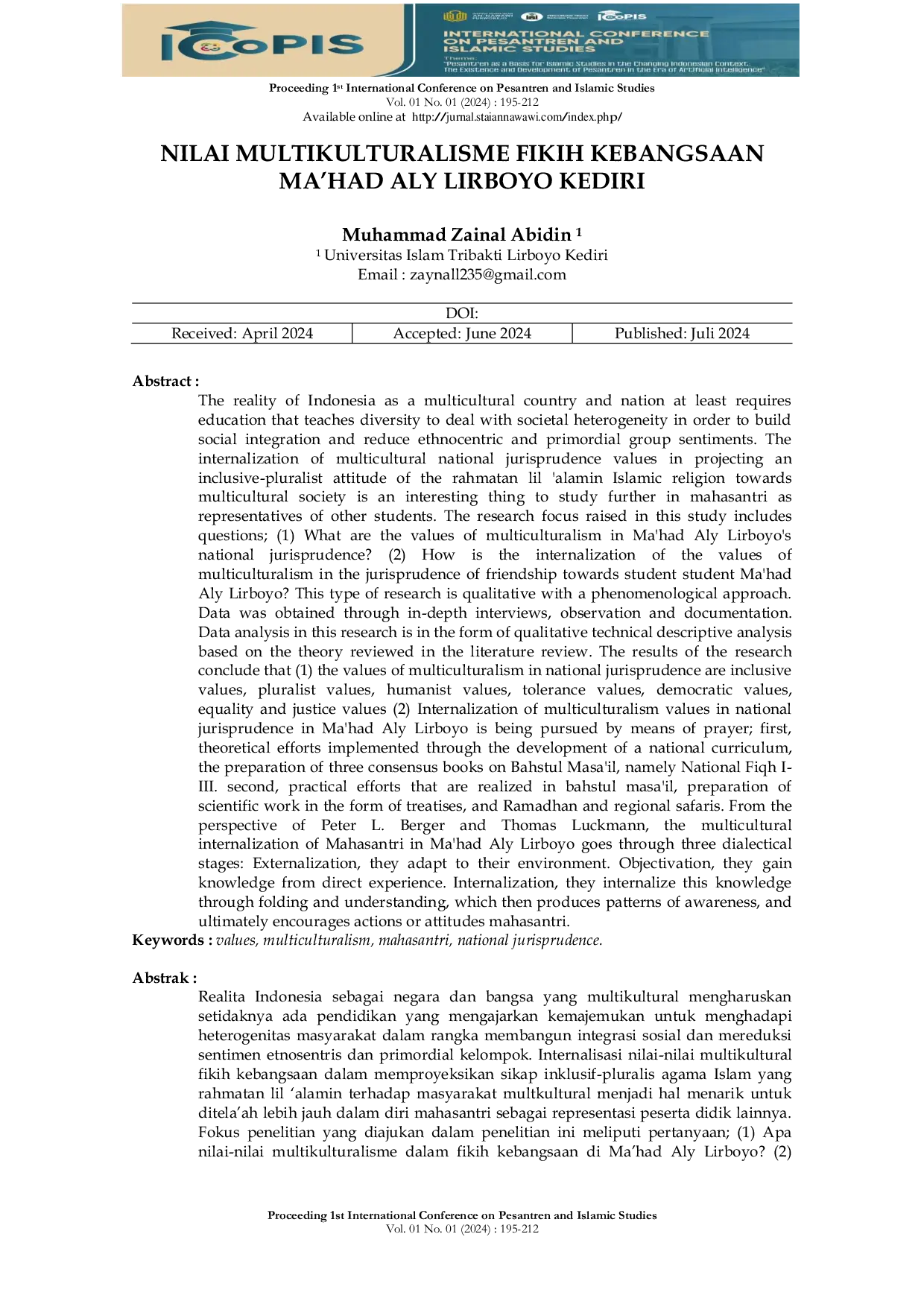 JURIS Nilai Multikulturalisme Fikih Kebangsaan Ma had Aly Lirboyo Kediri