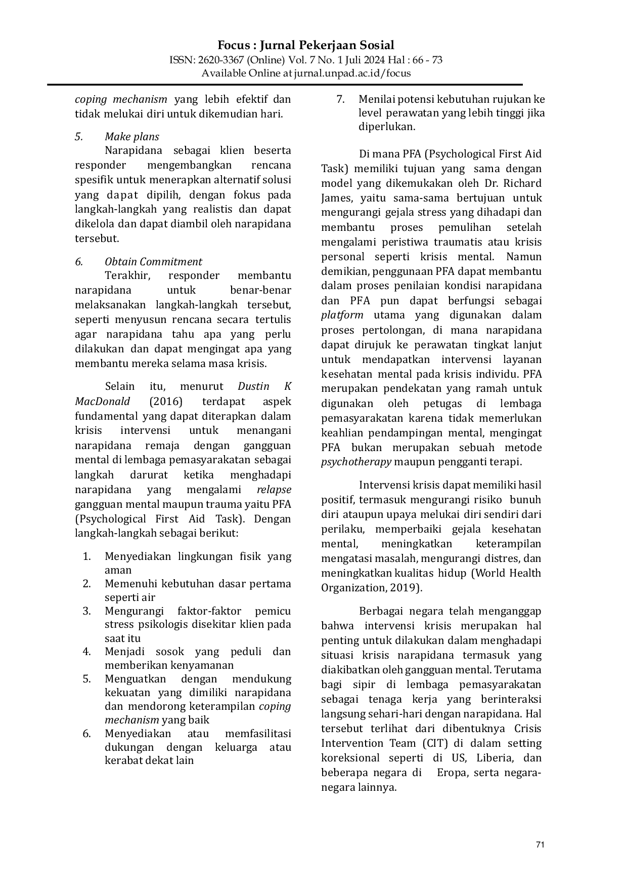 JURIS Urgensi Intervensi Krisis Pada Narapidana Remaja Dengan Gangguan Mental Di Dalam Lembaga Pemasyarakatan