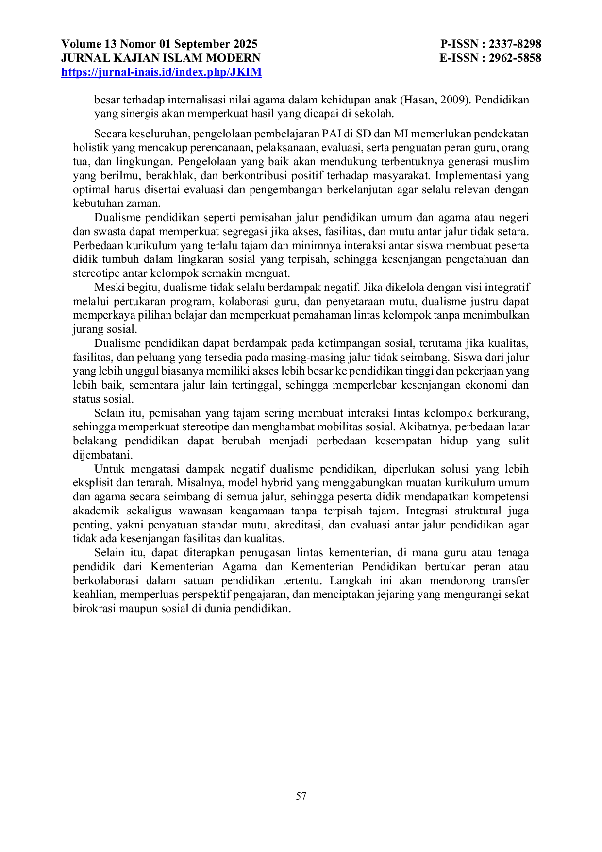 JURIS Dualisme Pengelolaan Pendidikan Islam Di Madrasah Ibtidaiyah Al Ishlah Rancajaya Dan Sekolah Dasar Negeri Karyasari 2