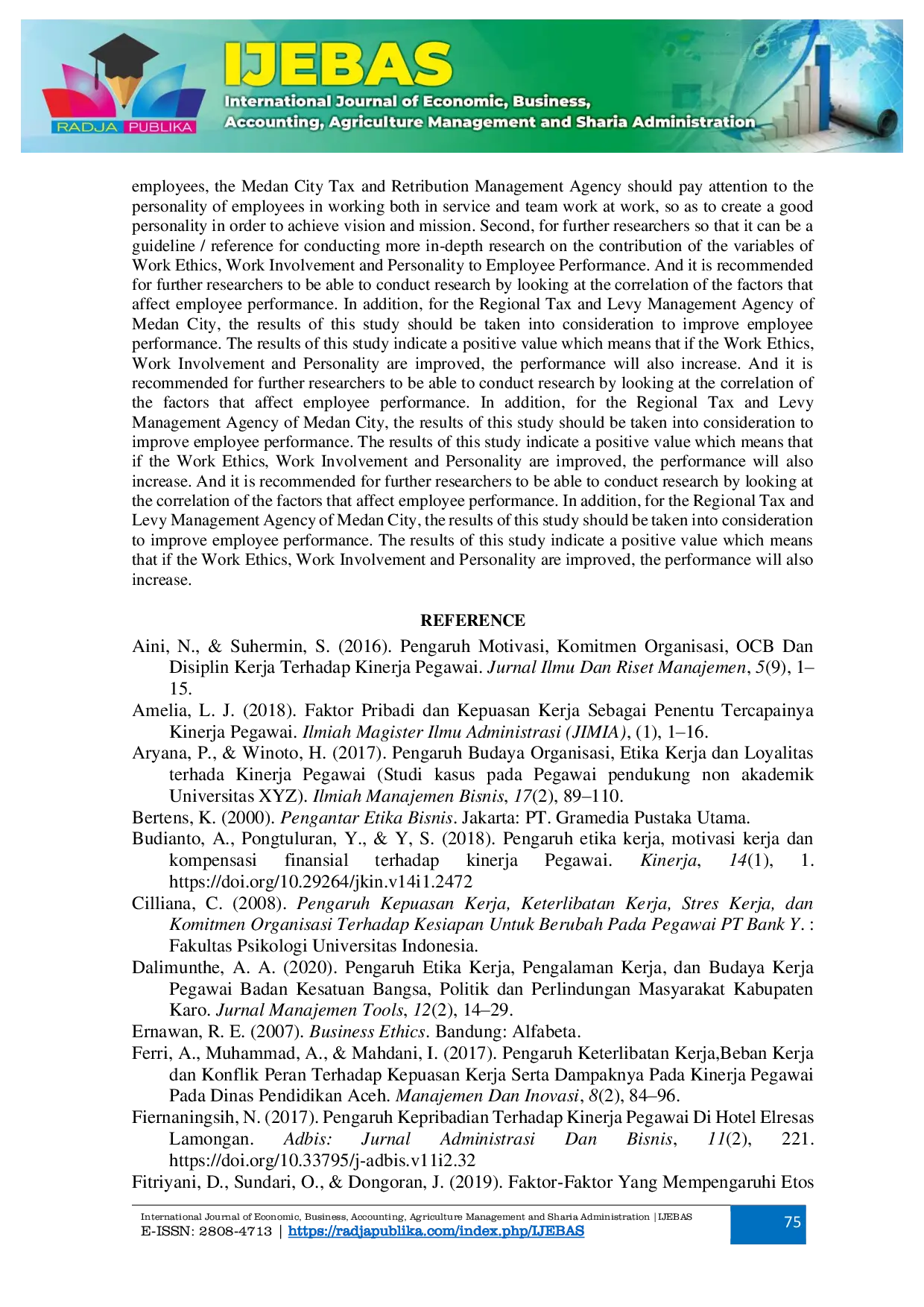 JURIS The Influence of Work Ethics Work Engagement and Personality on Employee Performance