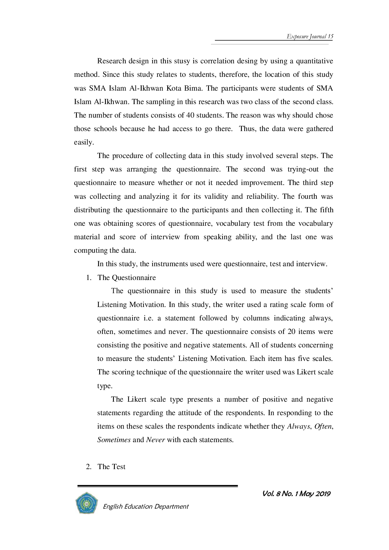 JURIS The Correlation Between Students Listening Motivation Vocabulary Mastery and Speaking Ability