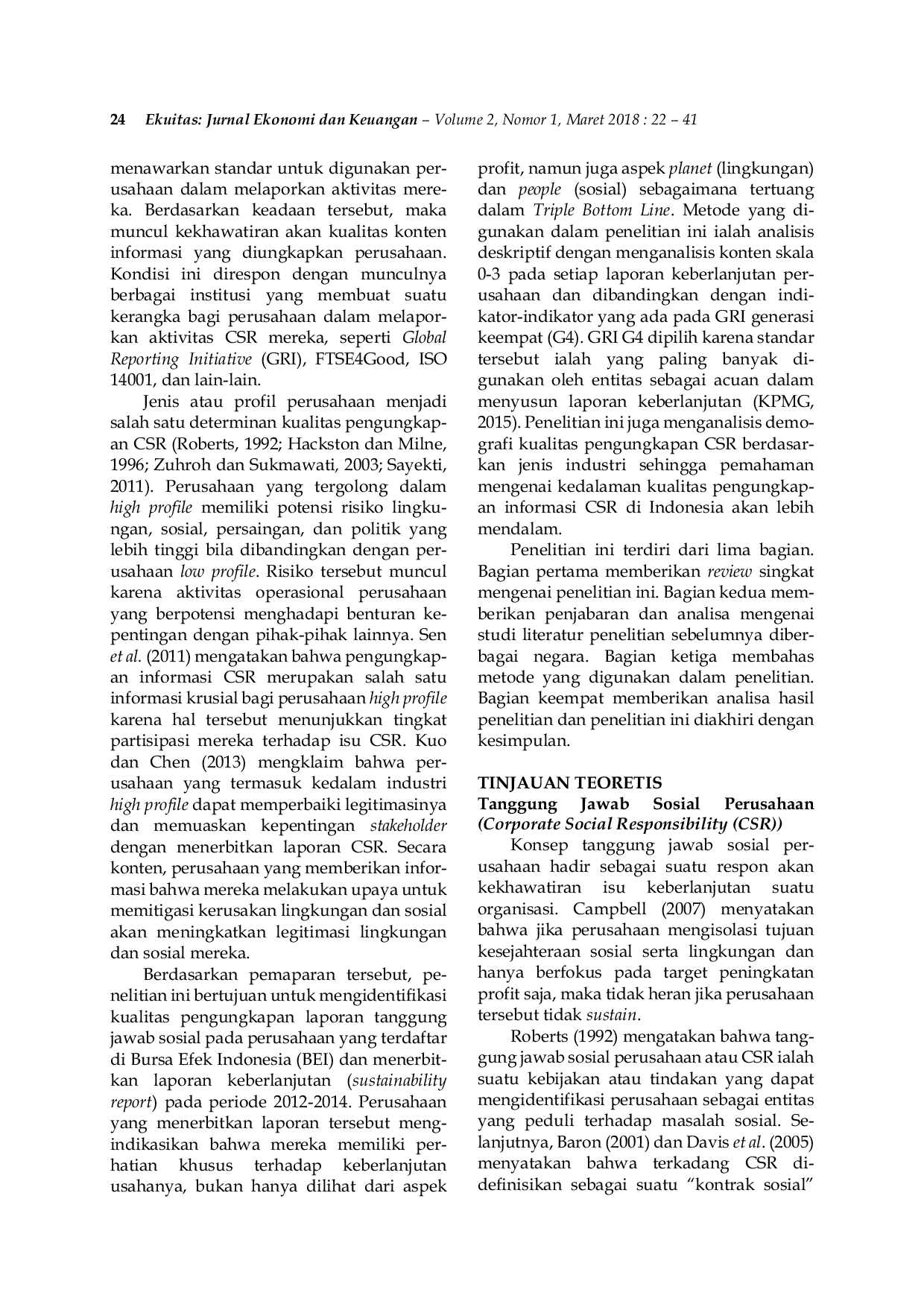 JURIS Pengujian Terhadap Kualitas Pengungkapan CSR di Indonesia