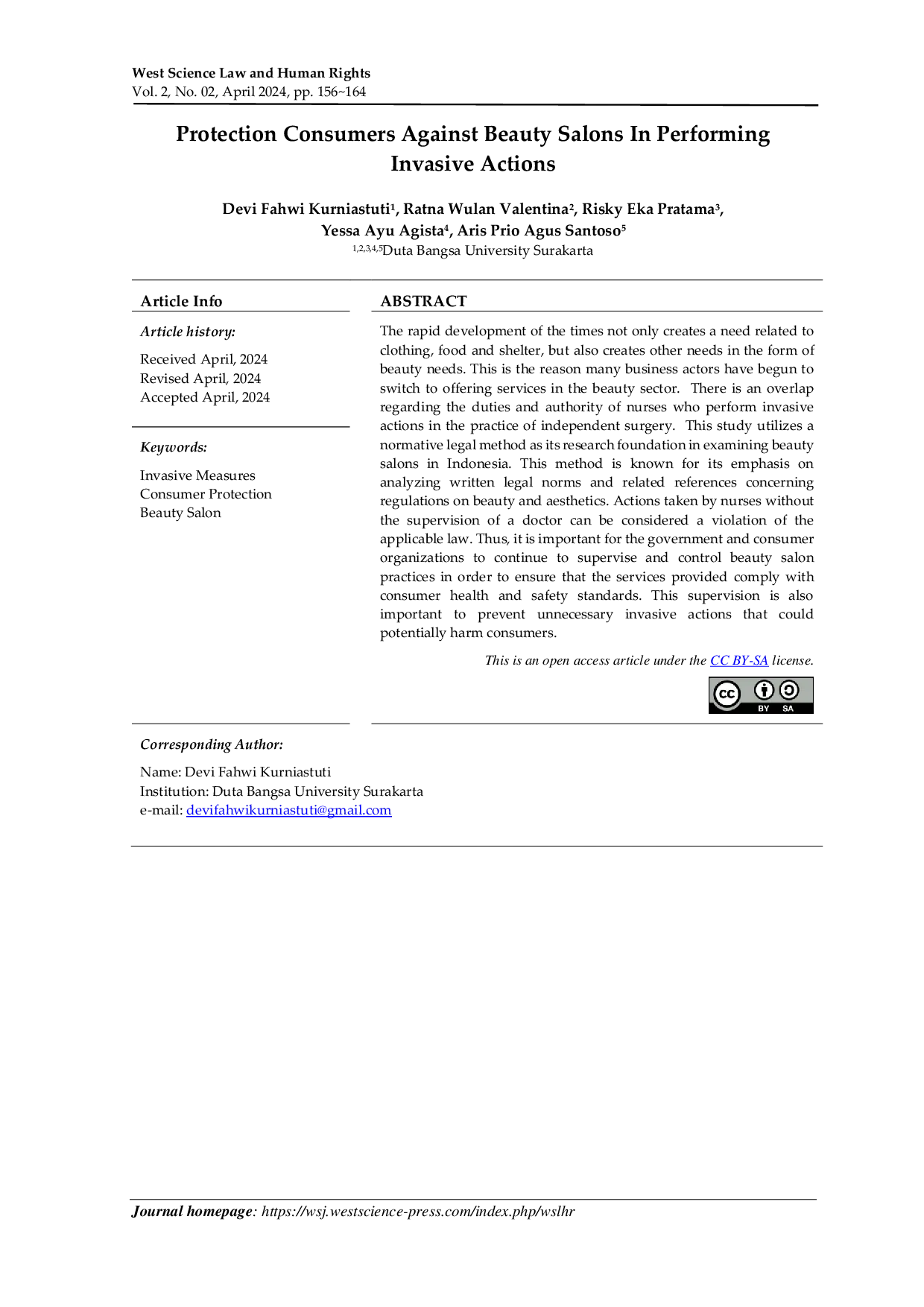 JURIS Protection Consumers Against Beauty Salons In Performing Invasive Actions