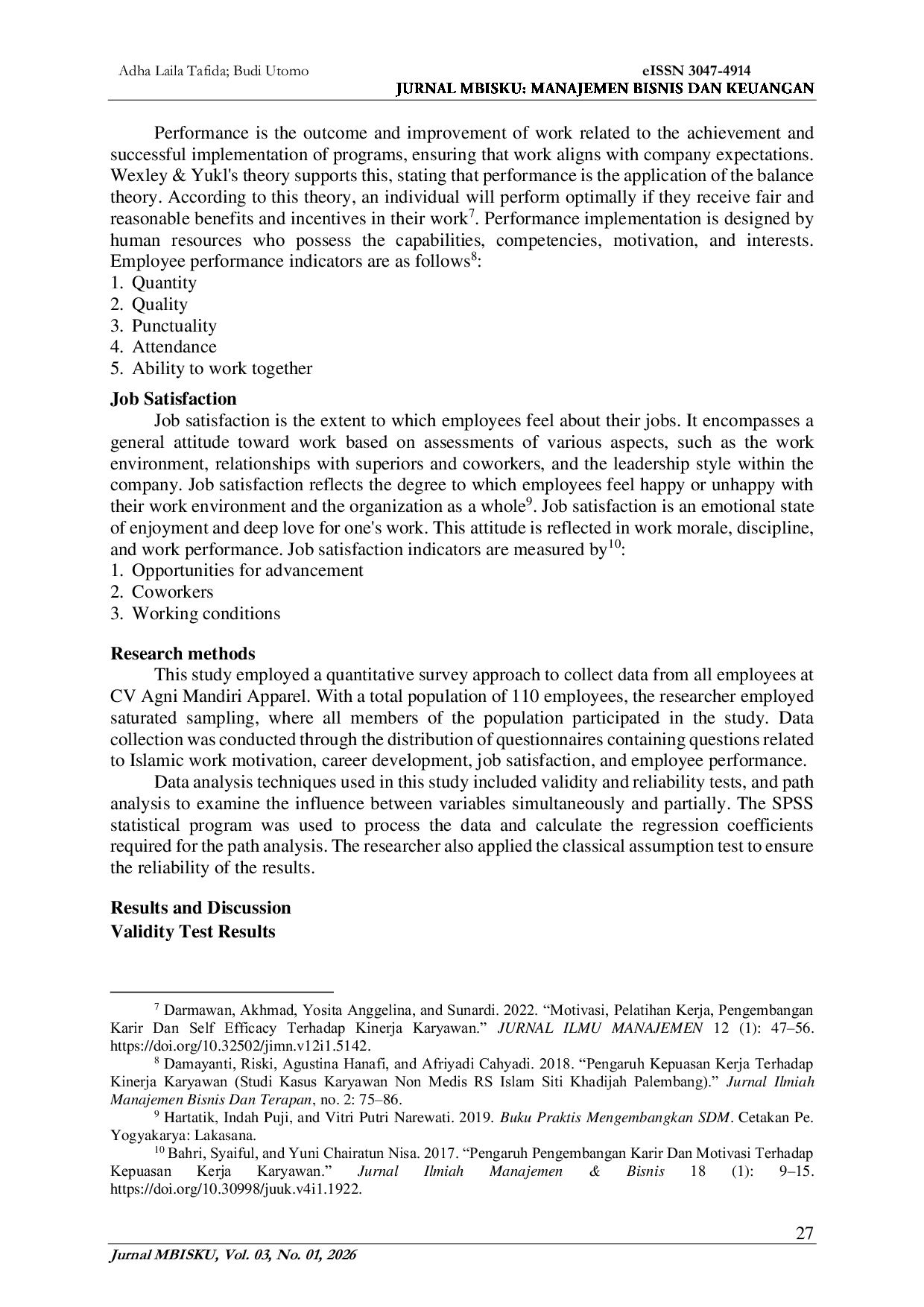 JURIS The Effect of Islamic Work Motivation and Career Development on Employee Performance with Job Satisfaction as an Intervening Variable