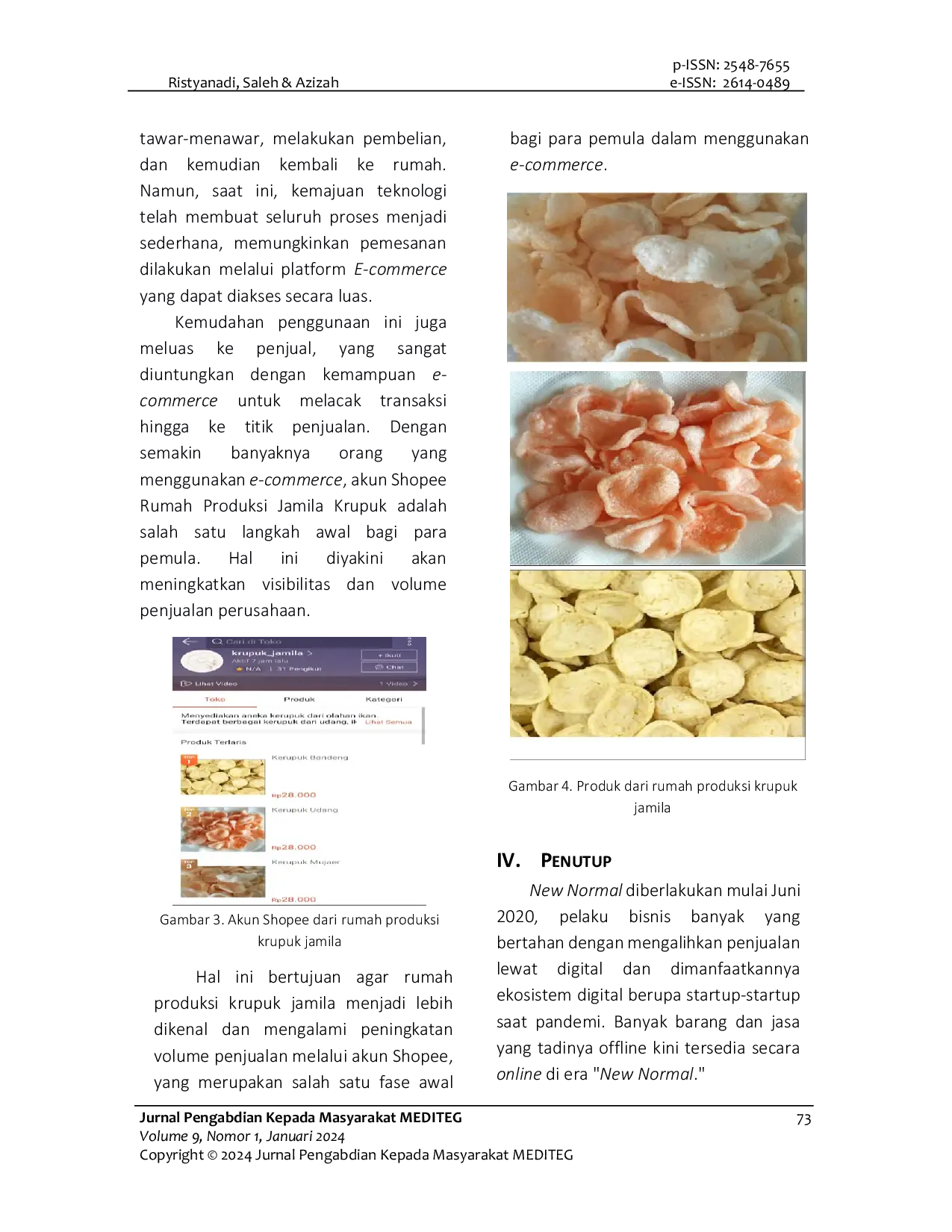JURIS Pelatihan E Commerce Pada Produk Olahan Ikan Di Rumah Produksi Krupuk Jamila