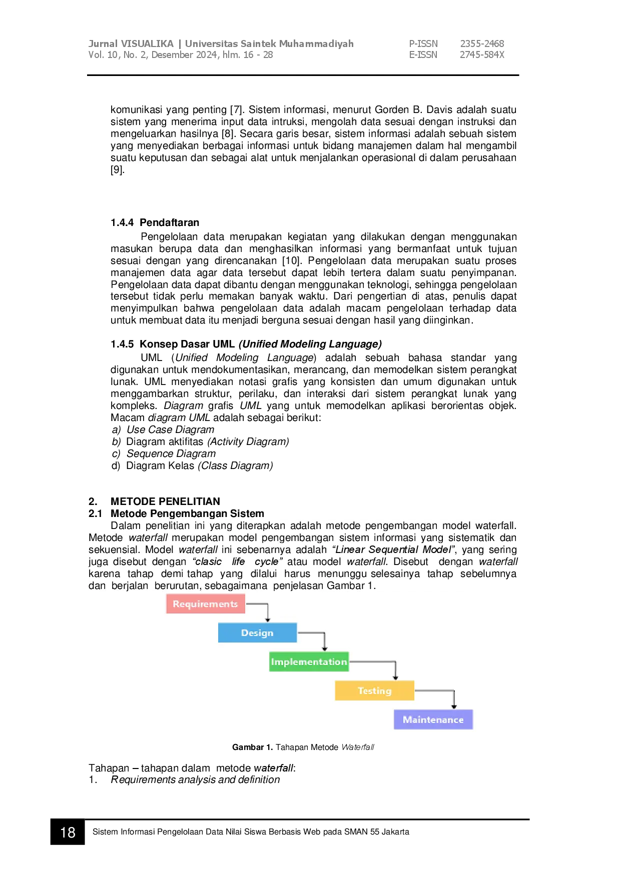 juris Sistem Informasi Pengelolaan Data Nilai Siswa Berbasis Web Pada SMAN 55 Jakarta