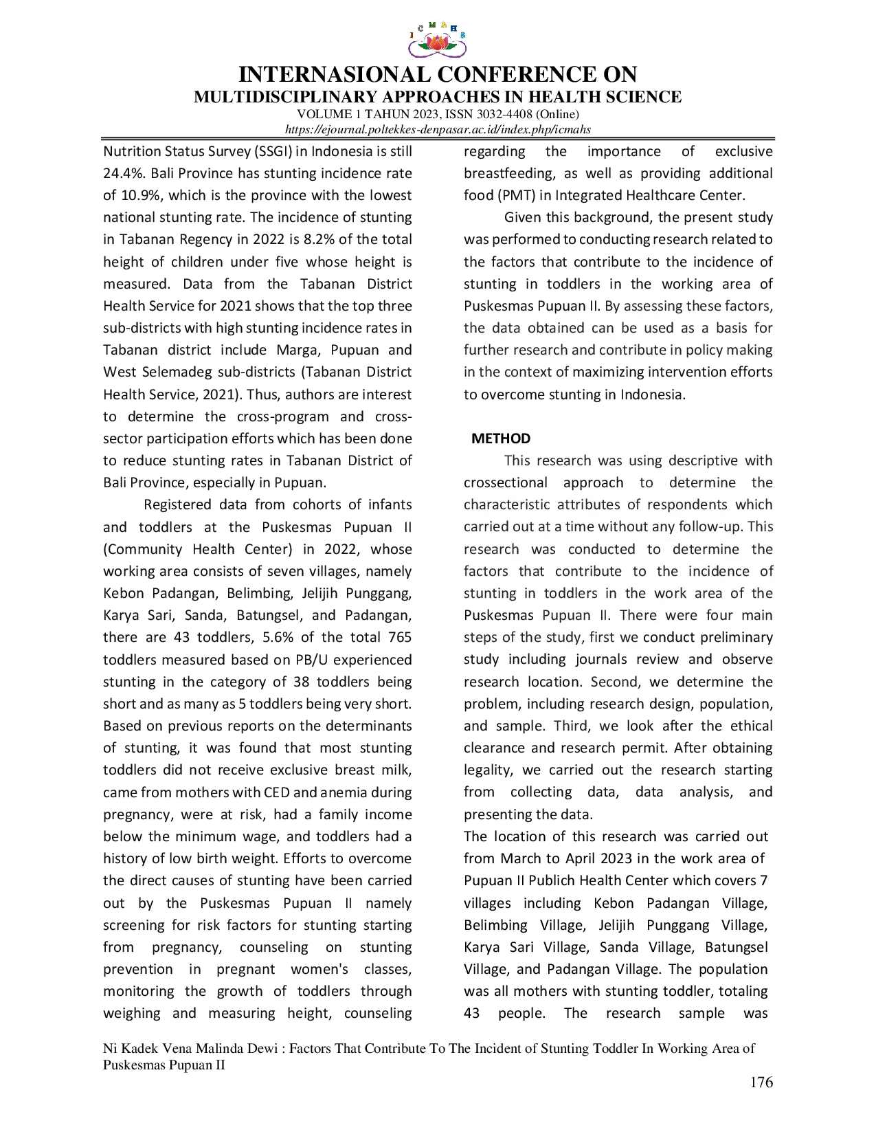 JURIS Factors That Contribute To The Incident of Stunting Toddler In Working Area of Puskesmas Pupuan II